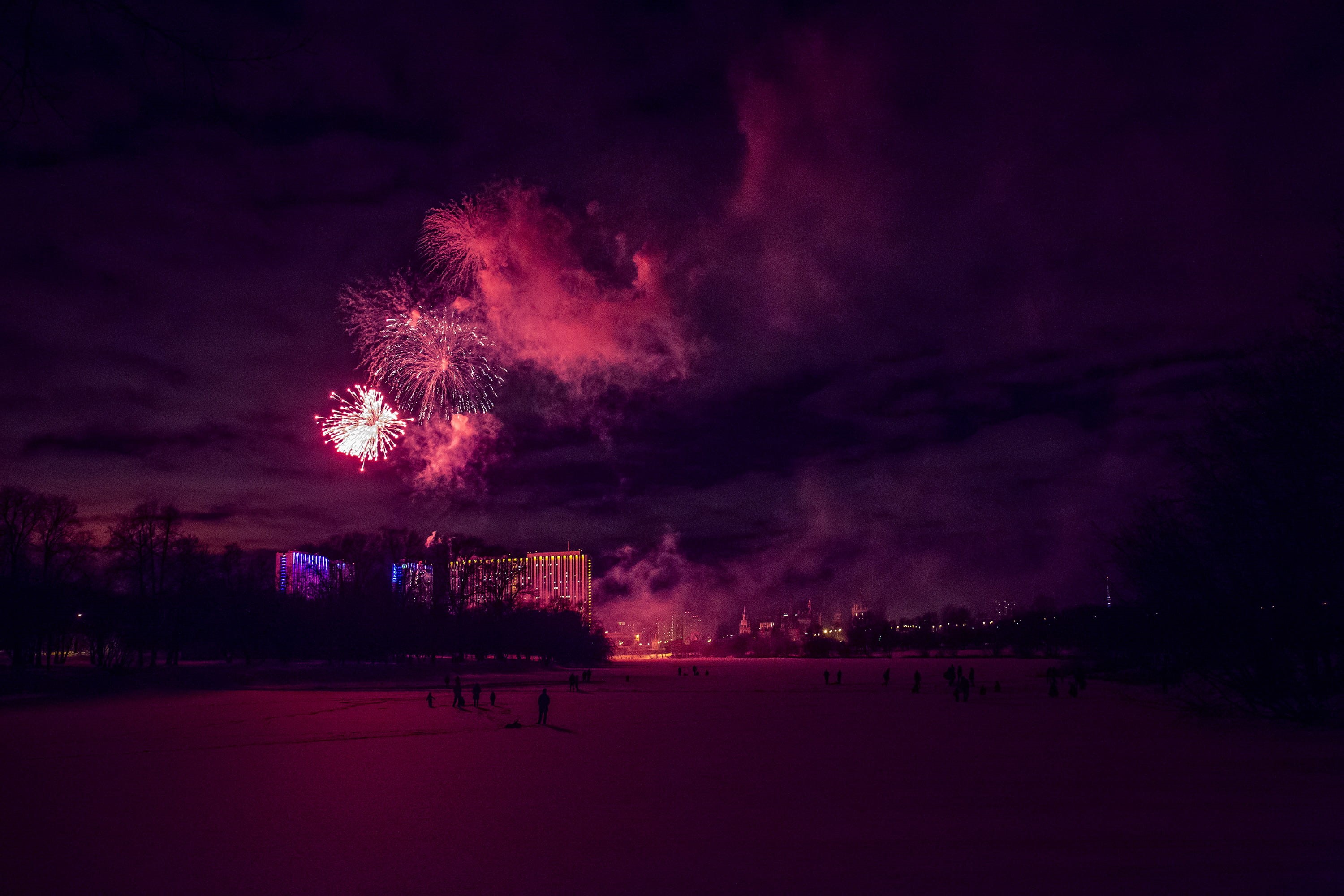 glow, water, aesthetic, celebrate, purple, outdoors, new year, people, mood, nature, illuminated, arts culture and entertainment, snow, winter, environment, HD Wallpaper