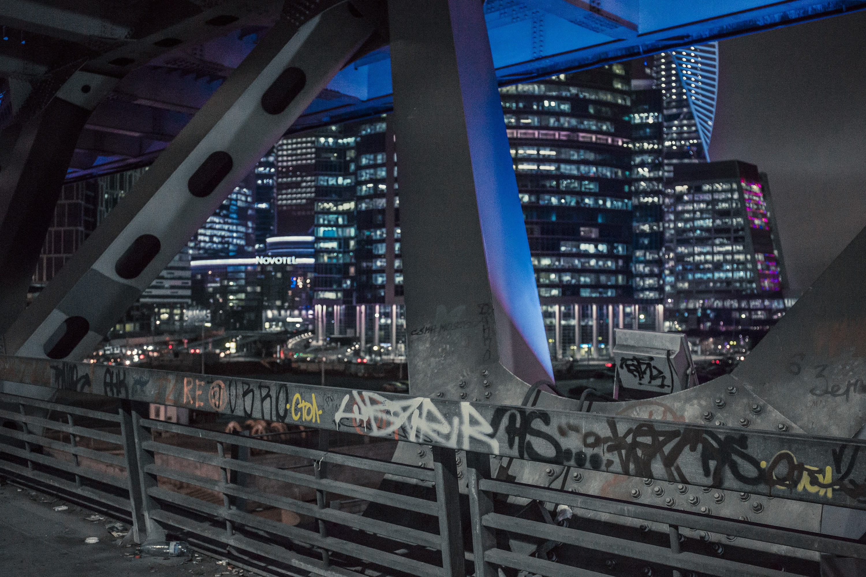 night, illuminated, urban, travel destinations, life, transportation, building, modern, aesthetic, city, street, photos, moscow, architecture, no people, HD Wallpaper