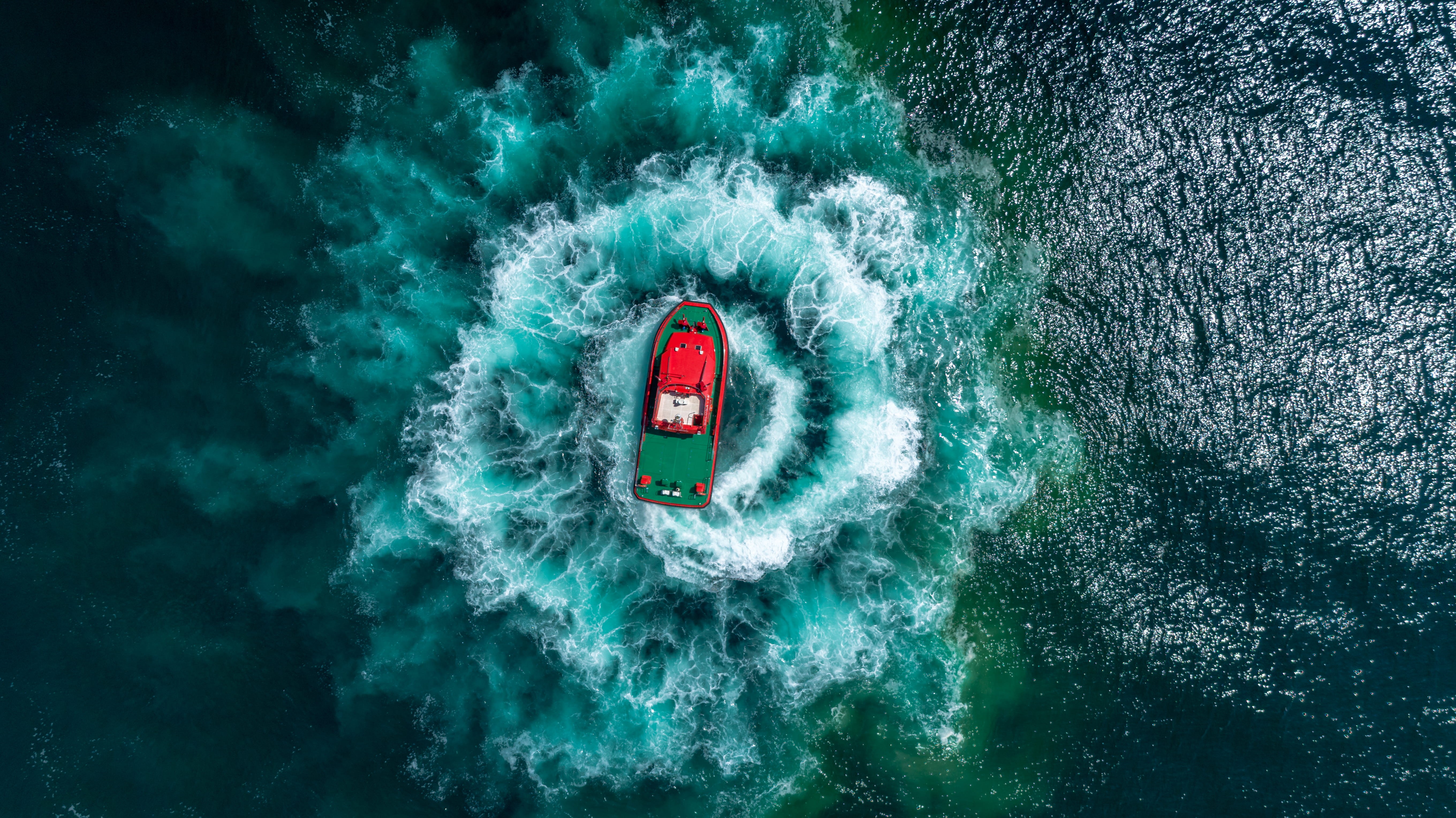 watercraft, nature, splashing, top, directly above, birds eye view, waterfront, ripples, turquoise colored, safety, view, ocean, day, transportation, outdoors, HD Wallpaper