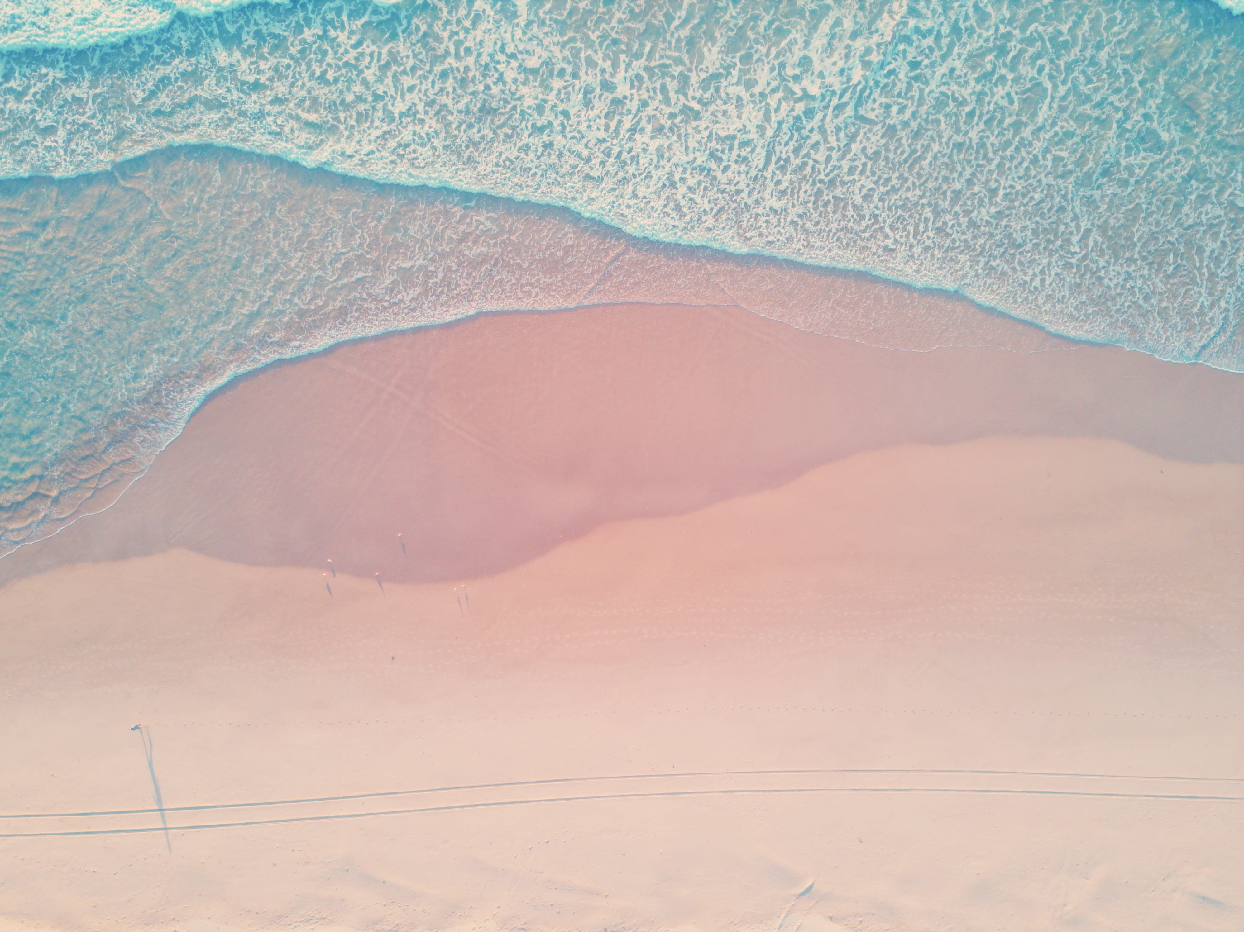 desert, high angle view, photography, beach, top, tranquility, idyllic, ocean, pink, wave, no people, scenics - nature, 4K, environment, tide, tranquil scene, HD Wallpaper