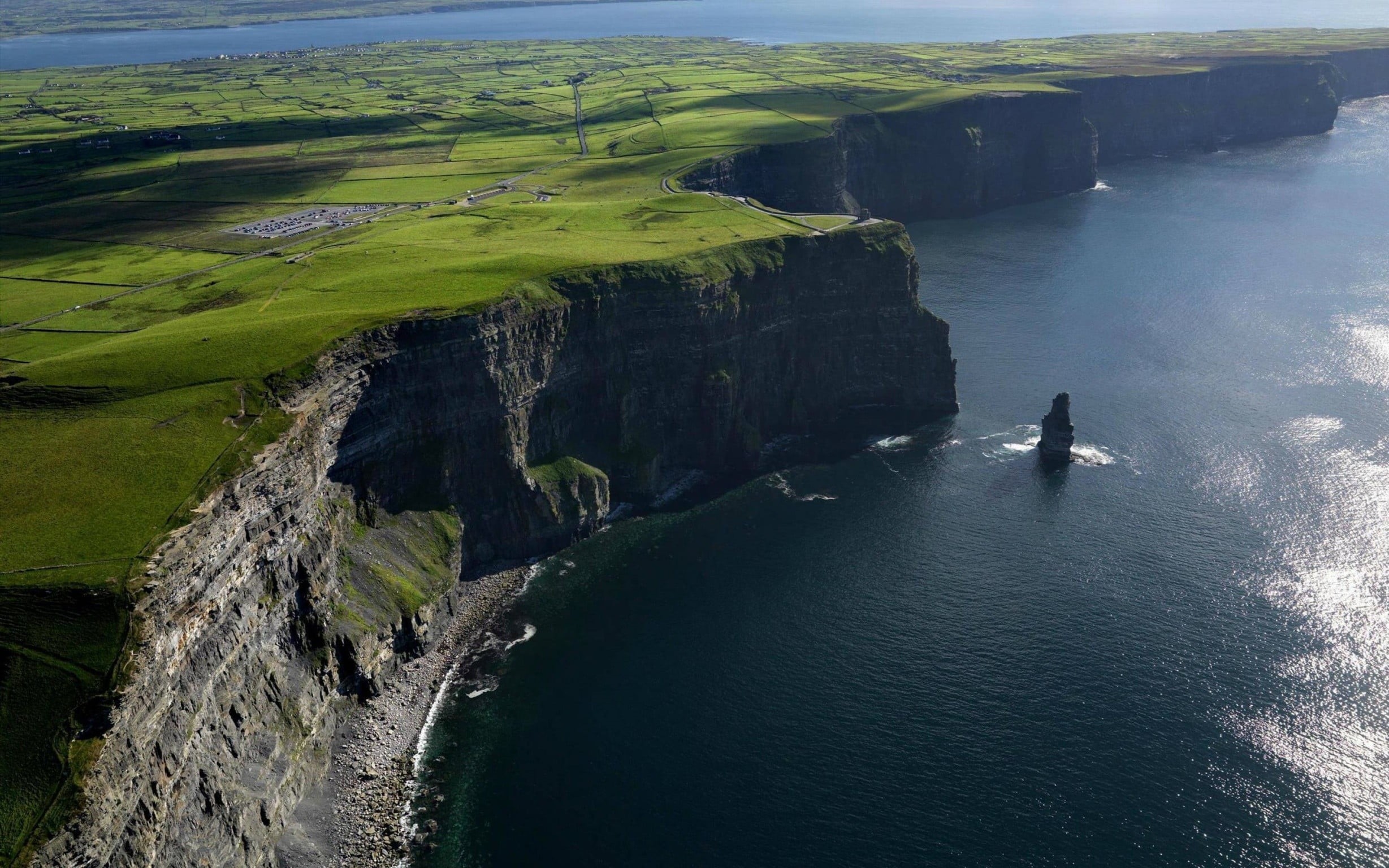 land, cliff, no people, scenics - nature, 1080P, outdoors, green, grass, environment, Ireland, green color, tranquil scene, nature, beauty in nature, animal, HD Wallpaper