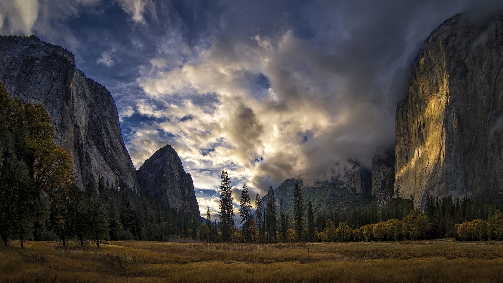 Clouds, Nevada, Yosemite, Park, National, 1080P, Sierra, Trees, Mountains, USA, HD Wallpaper