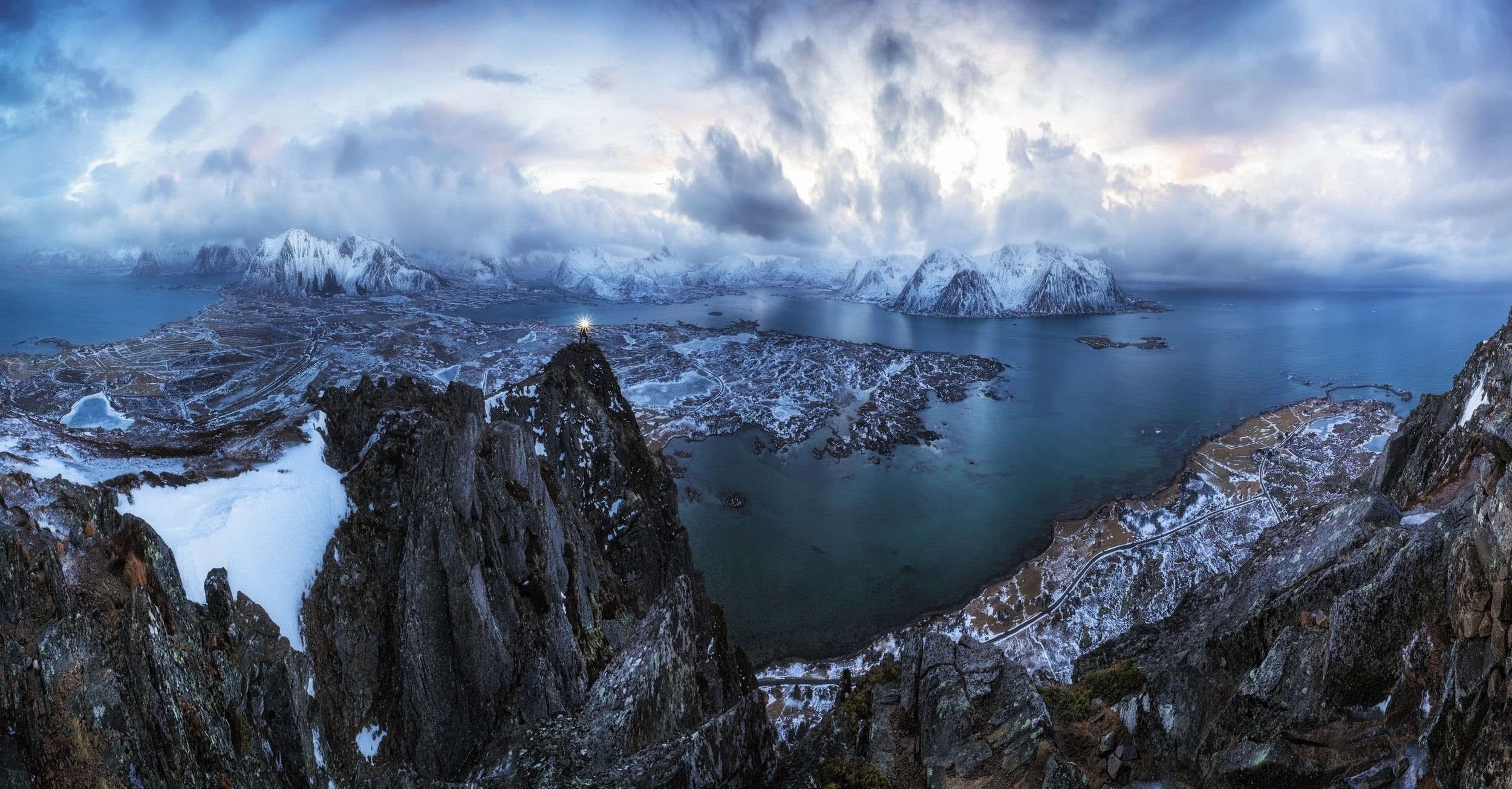 winter, outdoors, glacier, snow, frozen, snowcapped mountain, mountain, sky, cold temperature, Lofoten Islands, nature, tranquility, no people, body, scenics - nature, HD Wallpaper