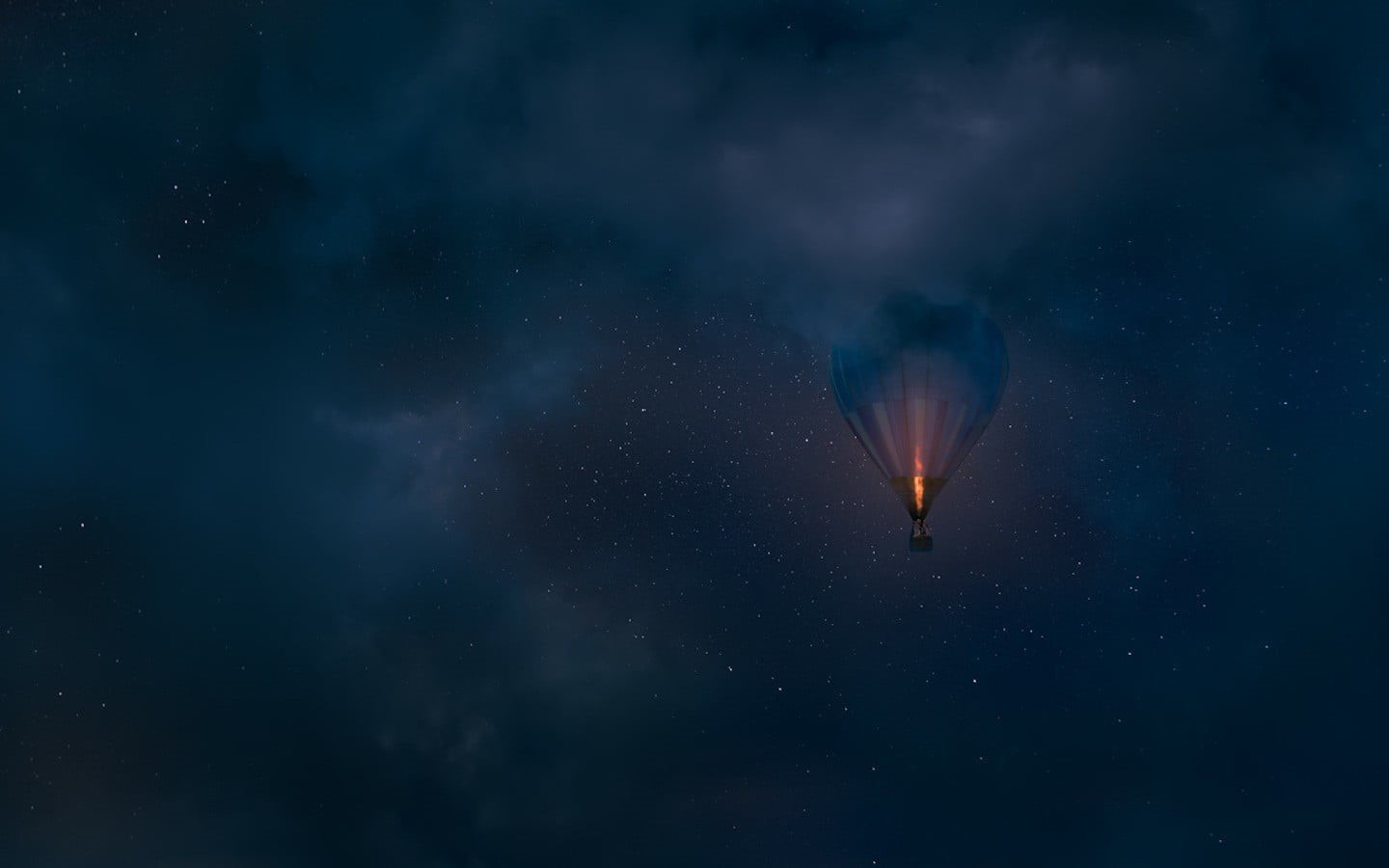 no people, hot air balloons, cloud - sky, beauty in nature, dark, artwork, air, outdoors, galaxy, star - space, transportation, night, blue, space, anime, HD Wallpaper