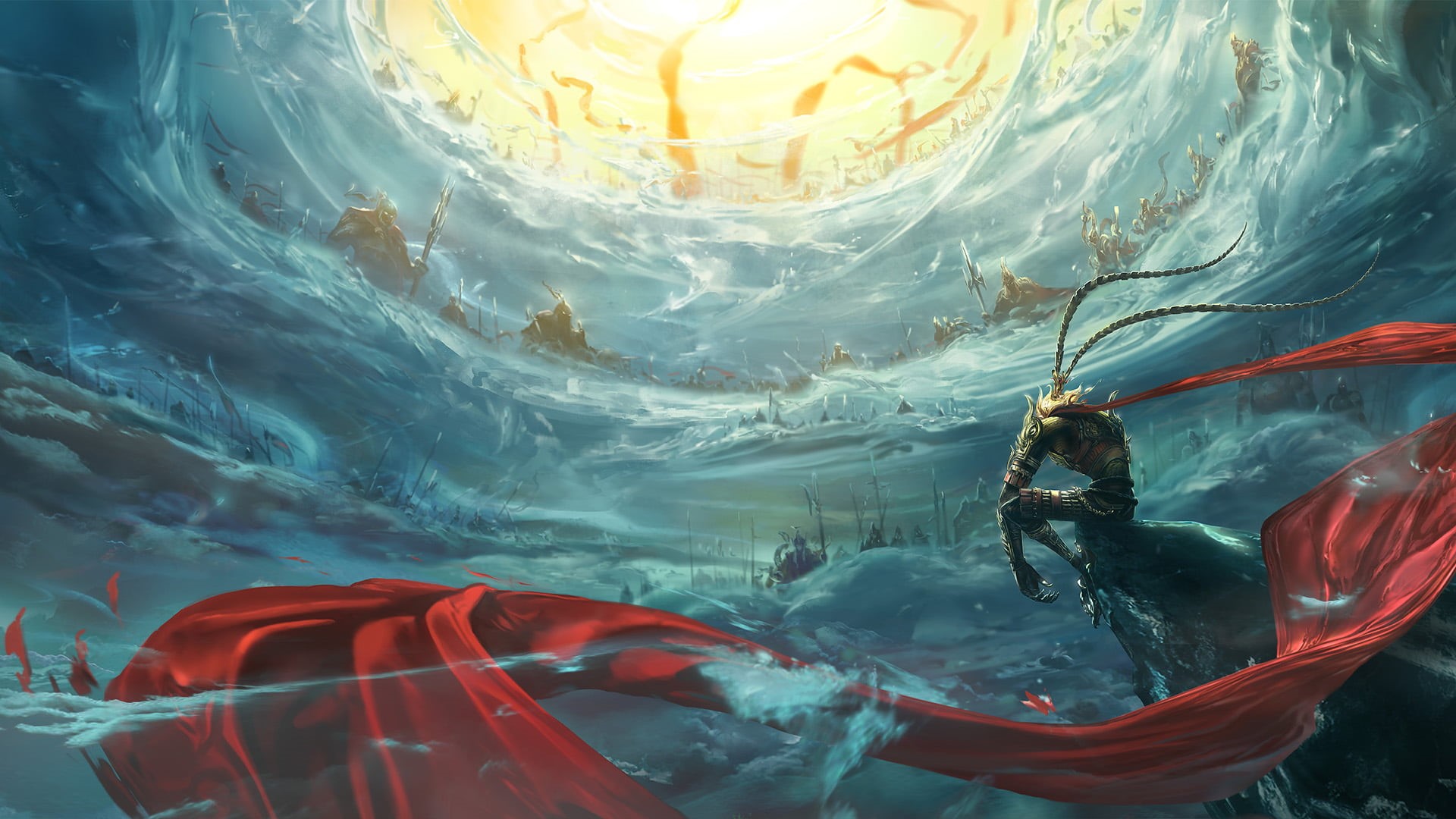 red, animal, animal wildlife, no people, underwater, sea, outdoors, Monkey King: Hero is Back, artwork, comic art, vertebrate, boat, nature, black, inflatable, HD Wallpaper