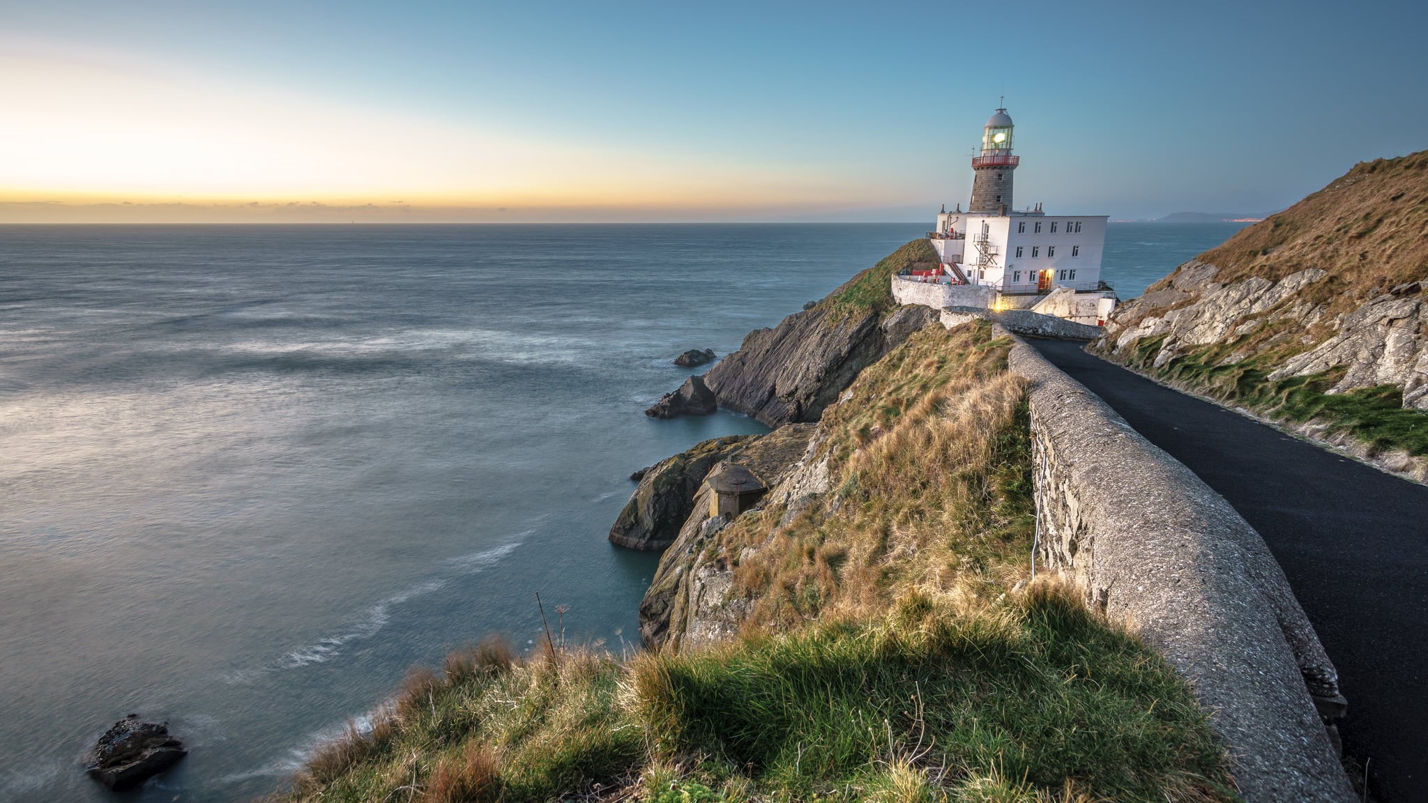 famous Place, landscape, beside, lines, light tower, 1080P, composition, Seascape, body, tower, geotagged, ireland, light, body of water, lighthouse, sony, HD Wallpaper
