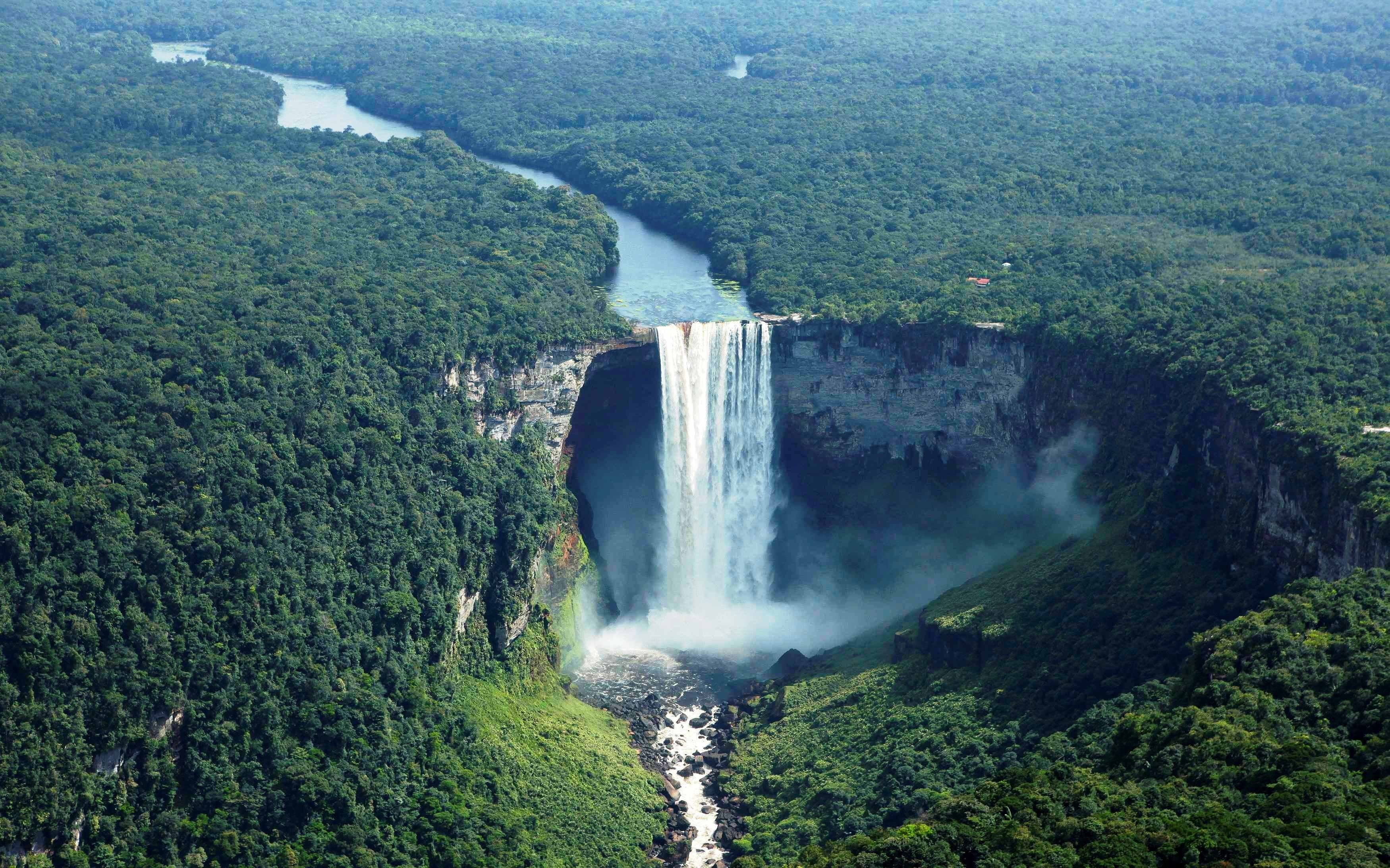 flowing water, waterfalls, outdoors, travel destinations, Kaieteur Falls, non-urban scene, beauty in nature, long exposure, landscape, flowing, environment, HD Wallpaper