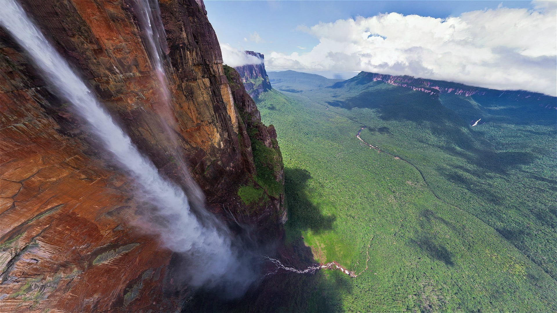 water, tranquility, nature, beauty in nature, tranquil scene, outdoors, scenics - nature, sky, rock, waterfall, idyllic, tropical, Angel Falls, plant, cliff, HD Wallpaper
