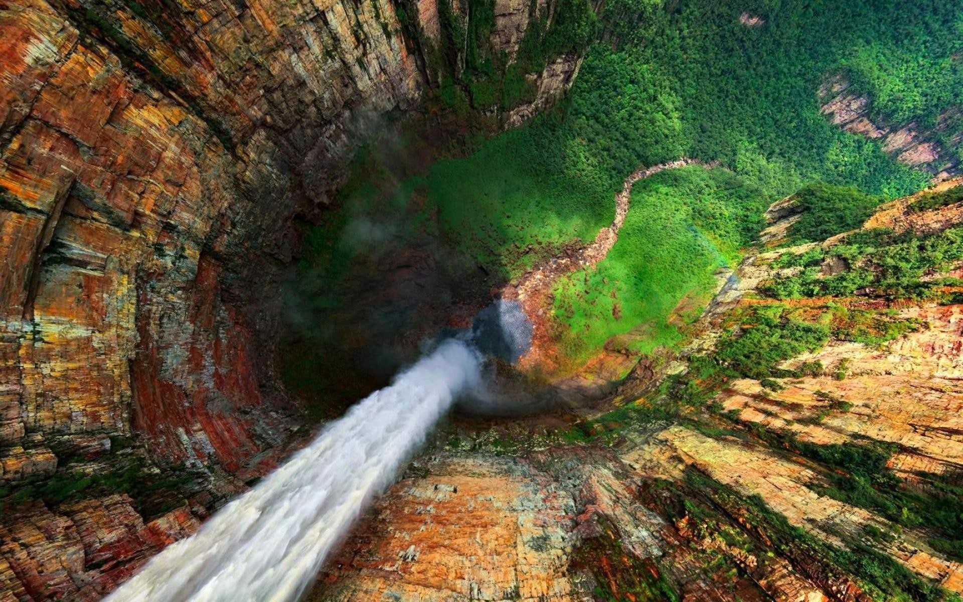 Angel Falls, Venezuela, trees, water, rock, landscape, nature, waterfall, forest, 1080P, HD Wallpaper