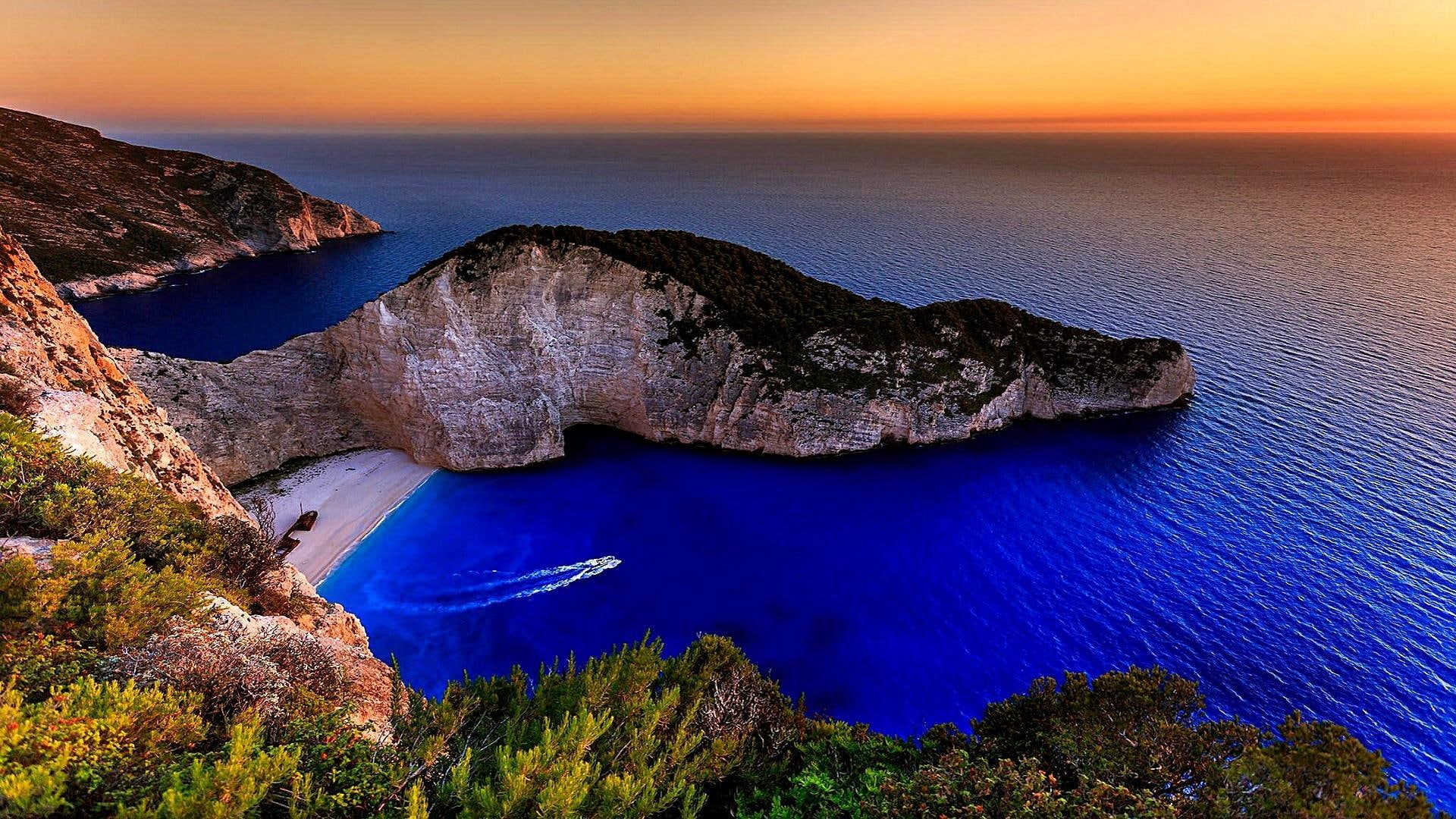 greece, beach, sun, sunset, navagio beach, blue water, sea, summer, navagio bay, navagio, zakynthos, 1080P, seashore, holiday, europe, bay, HD Wallpaper