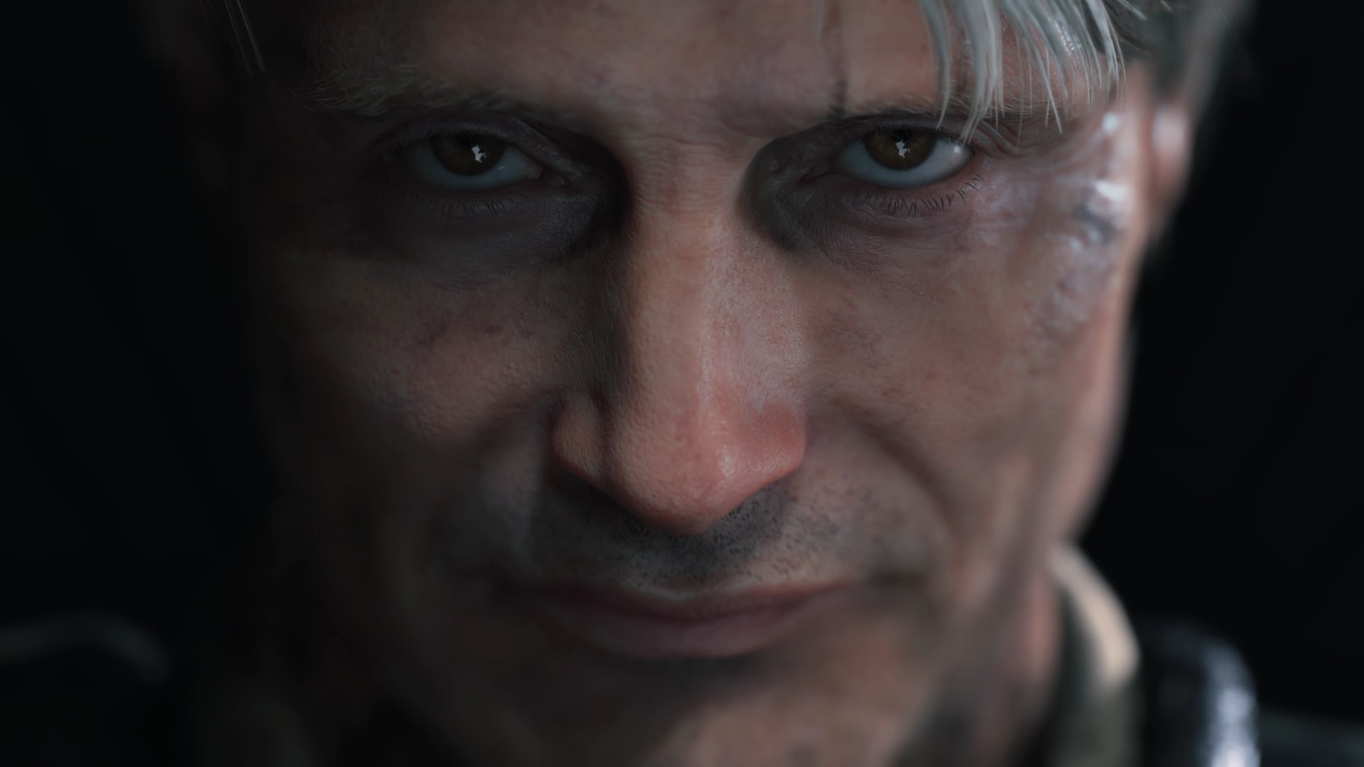 contemplation, men, adult, one person, looking at camera, social issues, 1080P, emotion, studio shot, beard, mature men, human body part, Death Stranding, HD Wallpaper