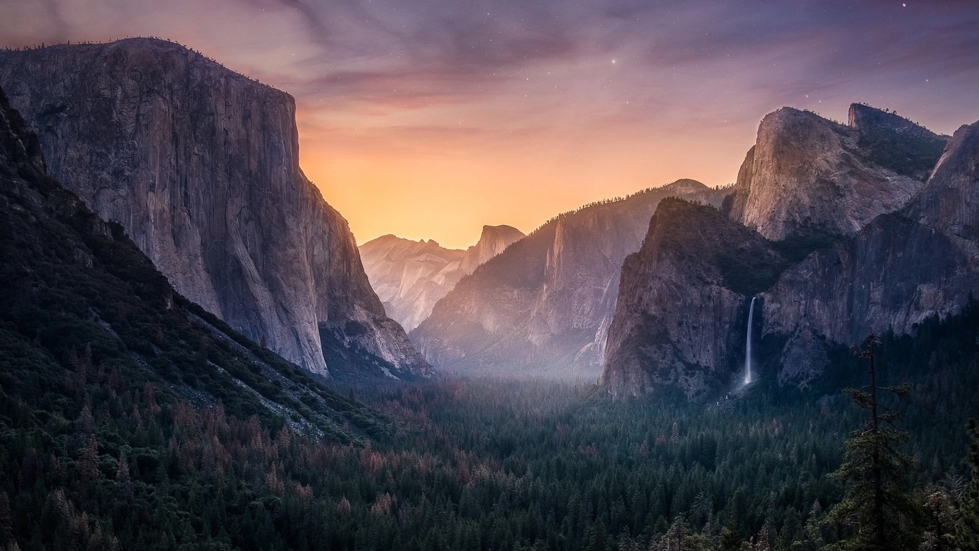 mountain range, environment, california, landscape, wilderness, scenics - nature, el capitan, land, tunnel view, sun, waterfall, united states, massif, HD Wallpaper