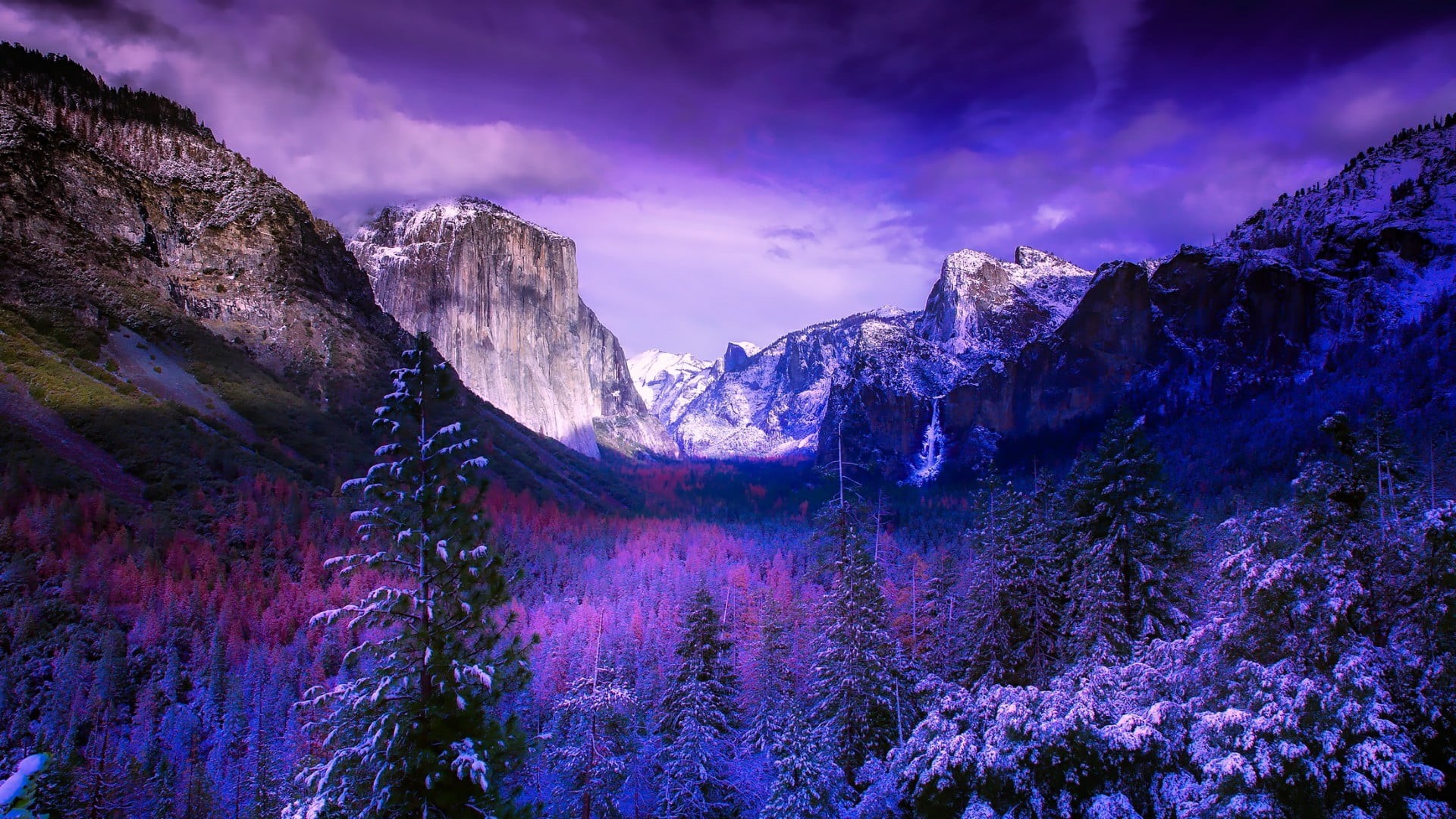land, rock, el capitan, pine tree, outdoors, environment, tunnel view, water, cathedral rocks, landscape, hoarfrost, cloud - sky, mountain range, reflection, HD Wallpaper