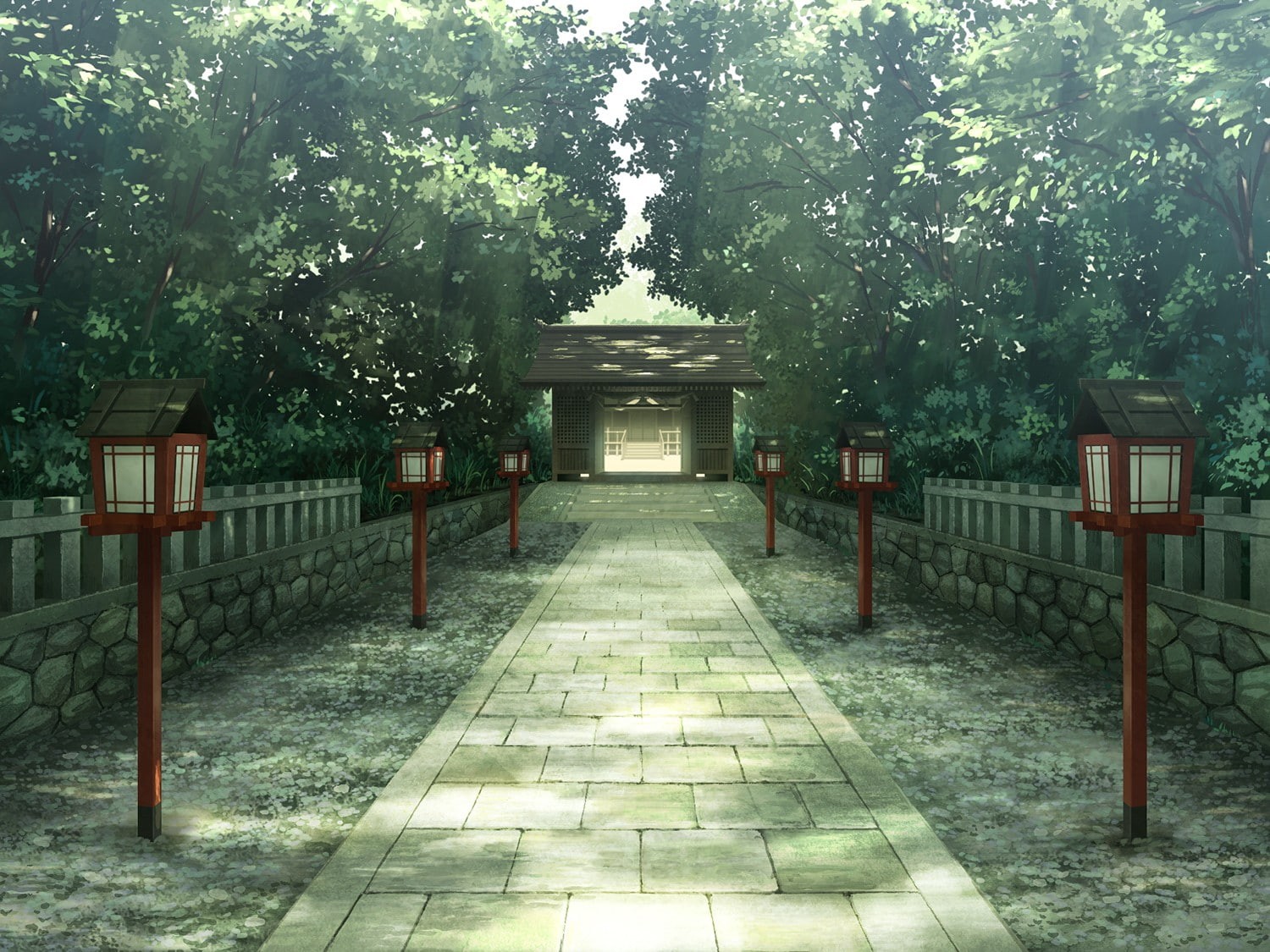 720P, trees, landscape, anime, temple, shrine, HD Wallpaper
