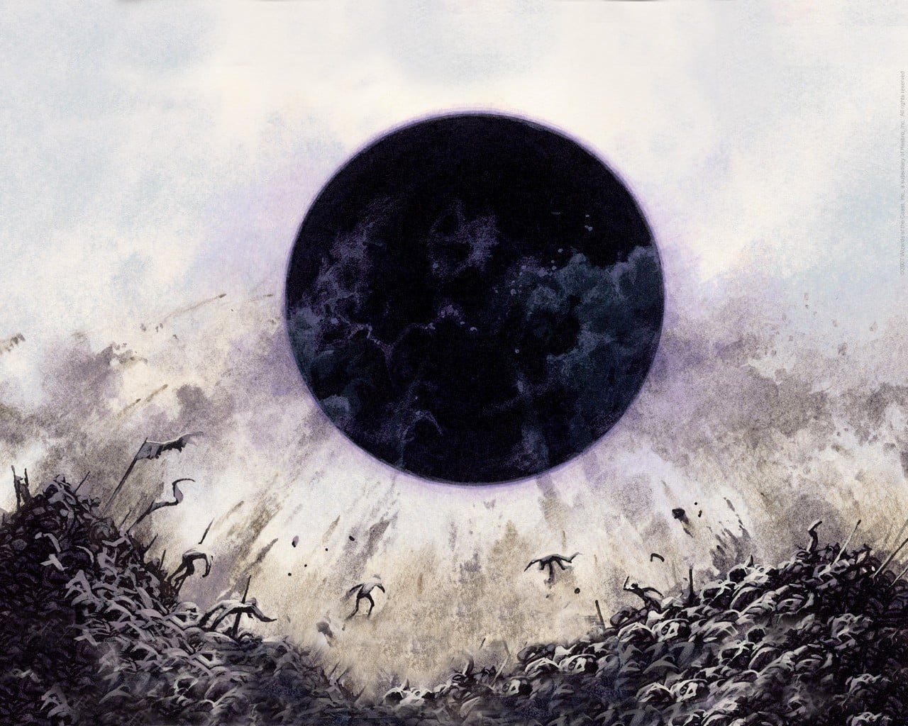 close-up, astronomy, sky, geometric shape, black, hole, damnation, Magic: The Gathering, day, abandoned, digital, 720P, metal, cloud - sky, HD Wallpaper