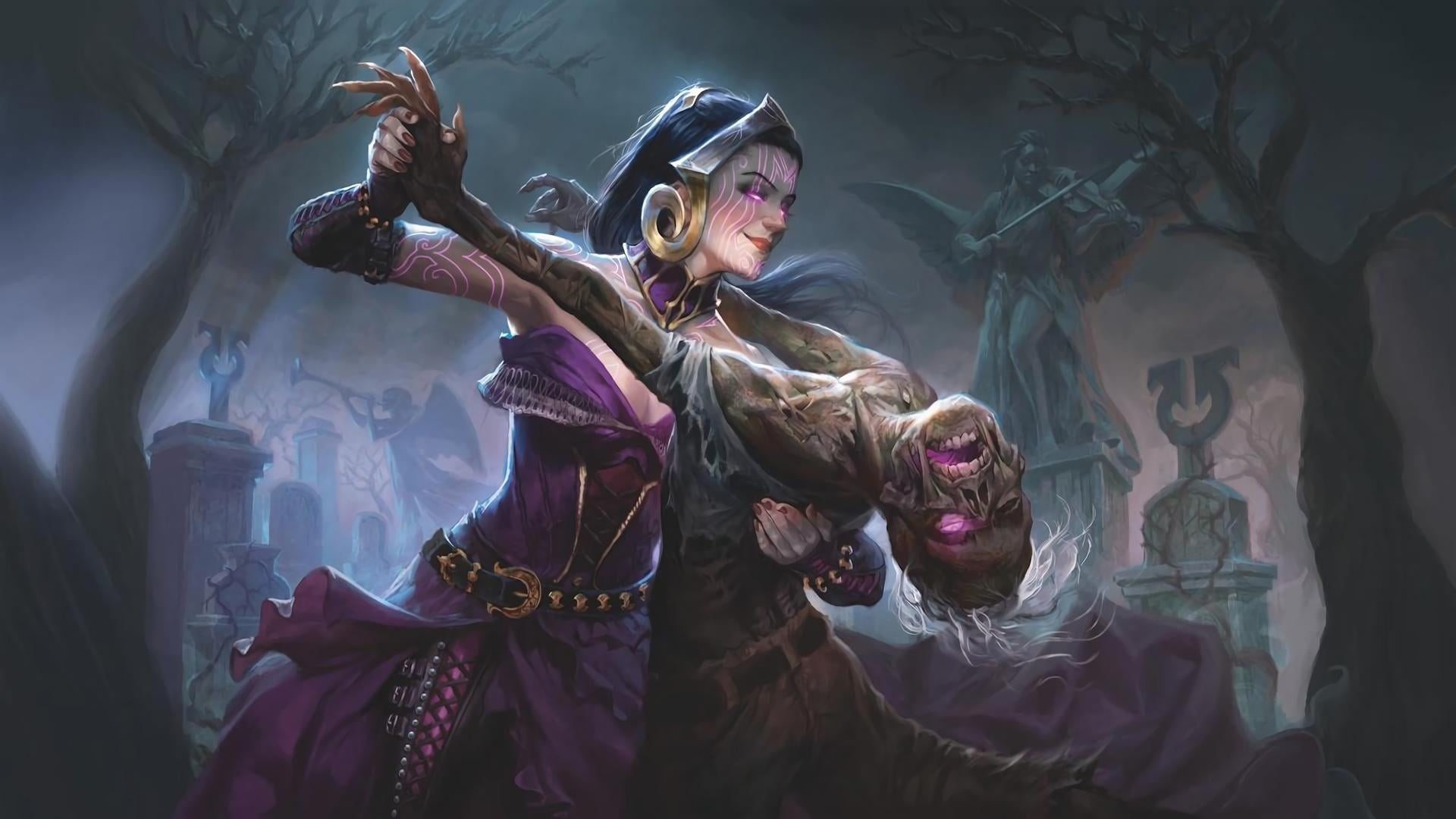 Liliana Vess, Magic: The Gathering, 1080P, dancing, HD Wallpaper