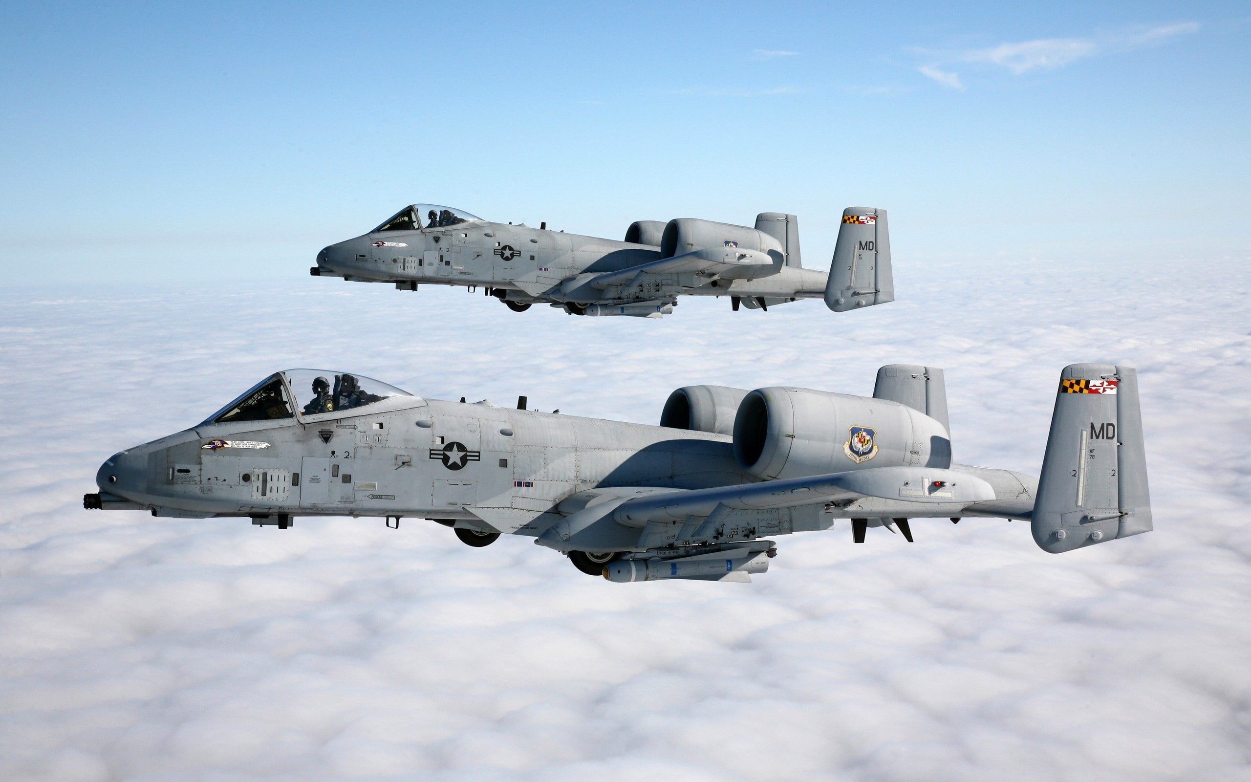 fighter plane, airplane, mode of transportation, day, flying, transportation, sky, on the move, plane, cloud - sky, air force, Fairchild A-10 Thunderbolt II, HD Wallpaper