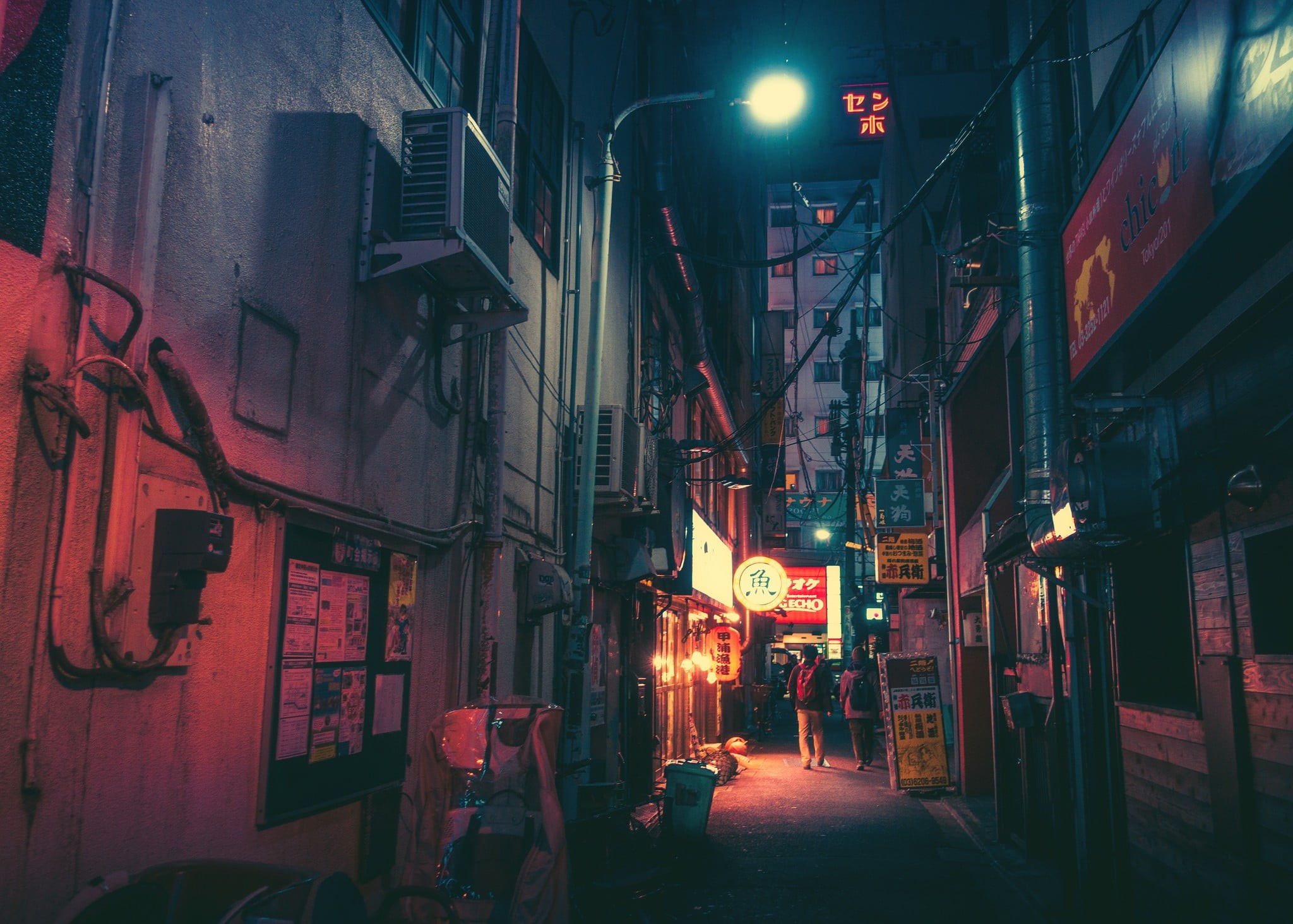 illuminated, direction, neon, outdoors, alley, night, air, building, architecture, no people, building exterior, narrow, the way forward, communication, HD Wallpaper