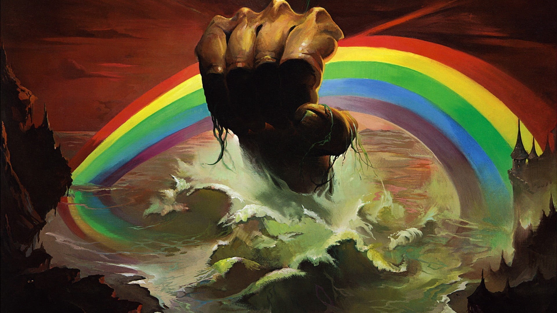 close-up, water, illustration, pattern, cover art, artwork, rainbow, 1080P, yellow, craft, paintings, painted, multi colored, people, album covers, art and craft, HD Wallpaper