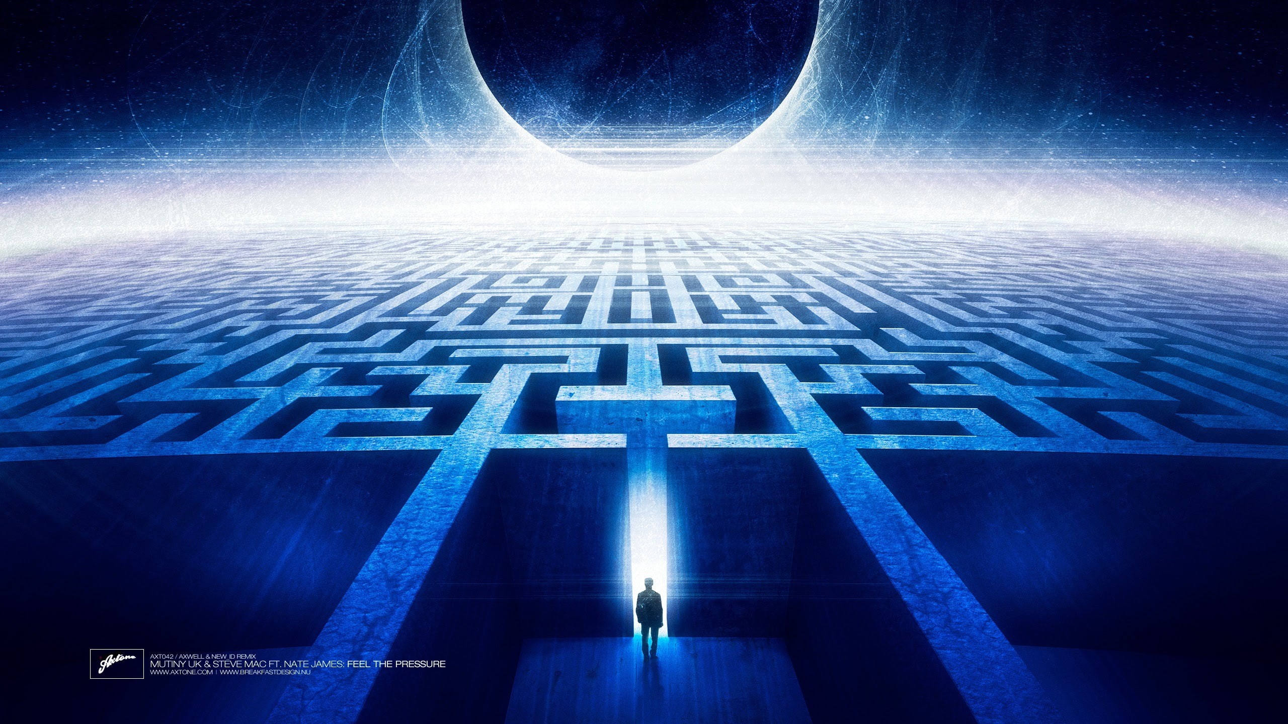artwork, 2K, digital art, album covers, maze, blue, Axtone, HD Wallpaper