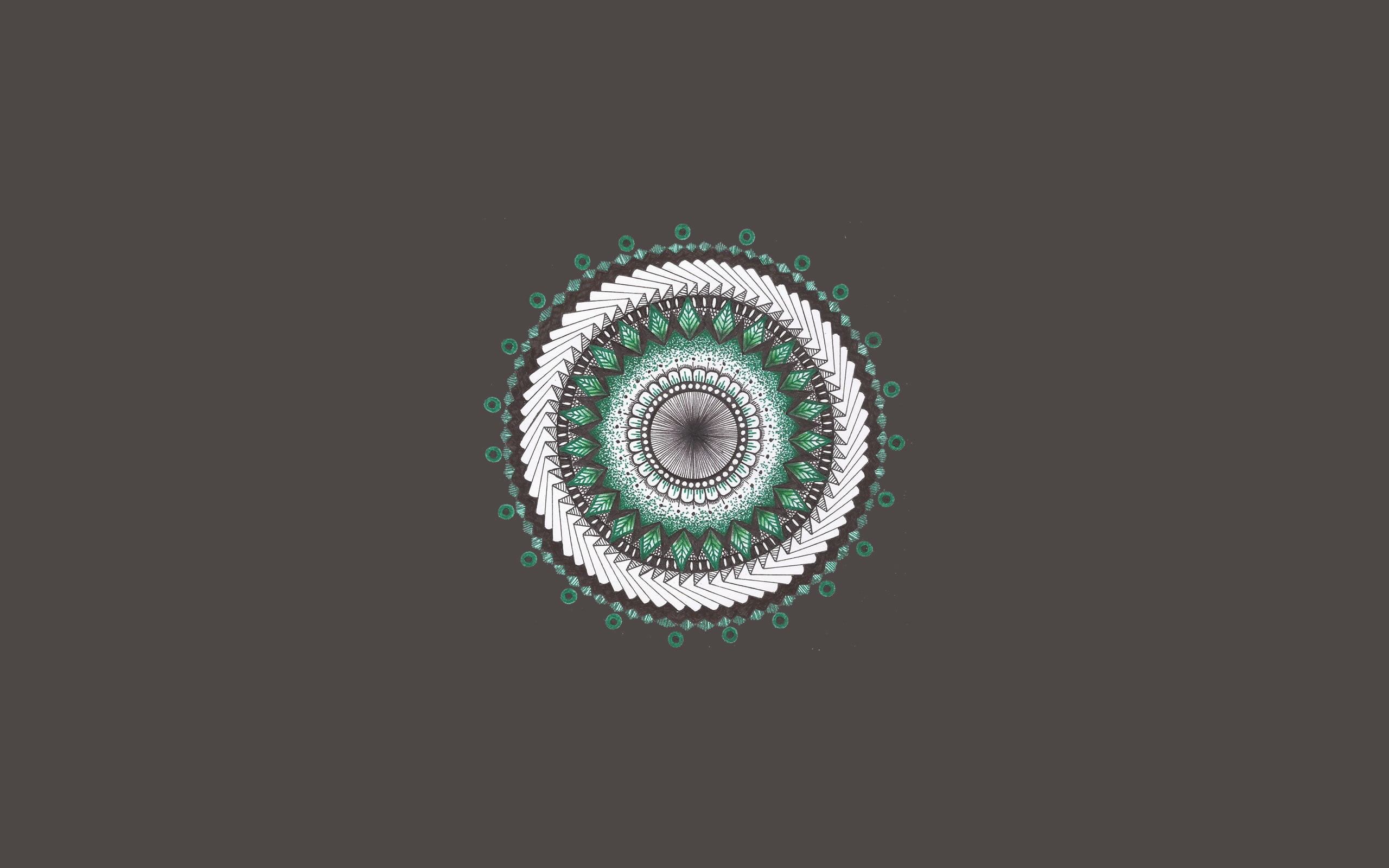 simple, artwork, Colors (Album), mandala, 2K, traditional art, drawing, ink, simple background, HD Wallpaper