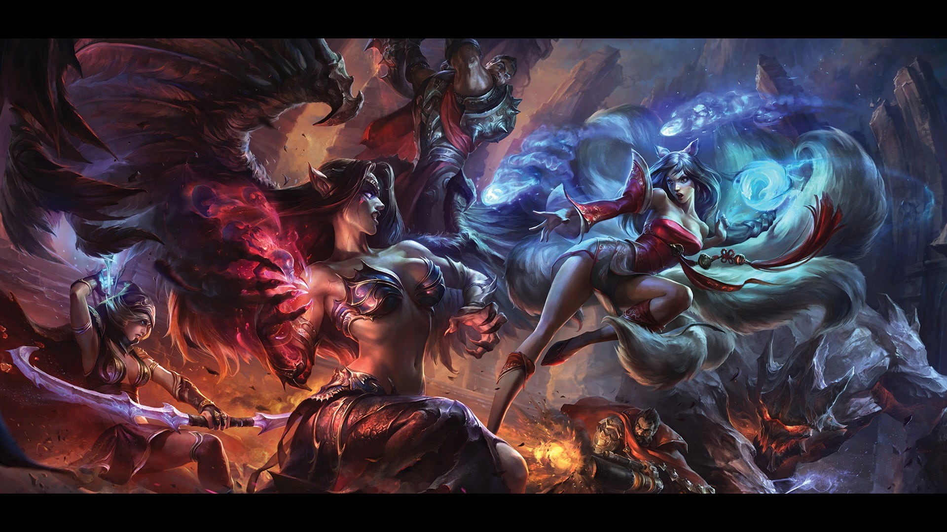 men, grave, fire, burning, women, smoke - physical structure, creativity, people, religion, multi Colored, backgrounds, belief, nature, Ashe, League of Legends, HD Wallpaper