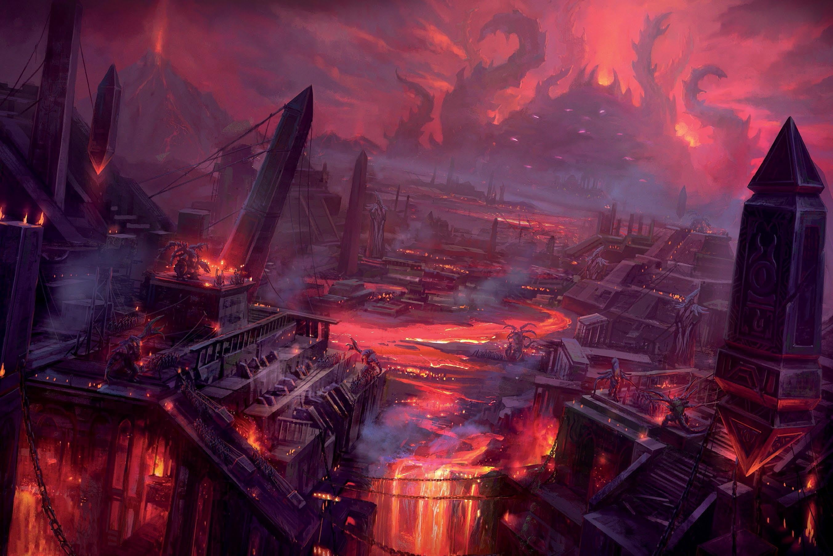 steel, built structure, no people, video games, business, buildings, metal industry, construction industry, heat - temperature, burning, fantasy art, industry, HD Wallpaper