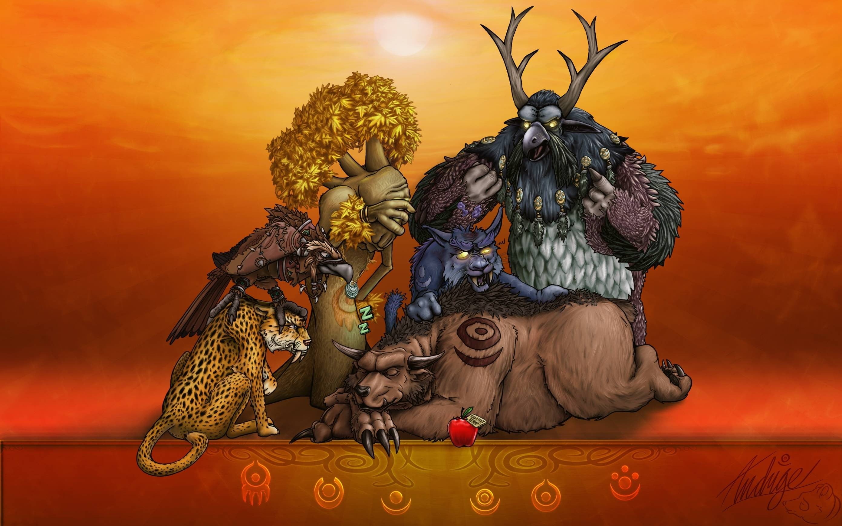 illustration, animal wildlife, druids, celebration, decoration, art and craft, World of Warcraft, nature, domestic animals, no people, sunset, 2K, video games, HD Wallpaper