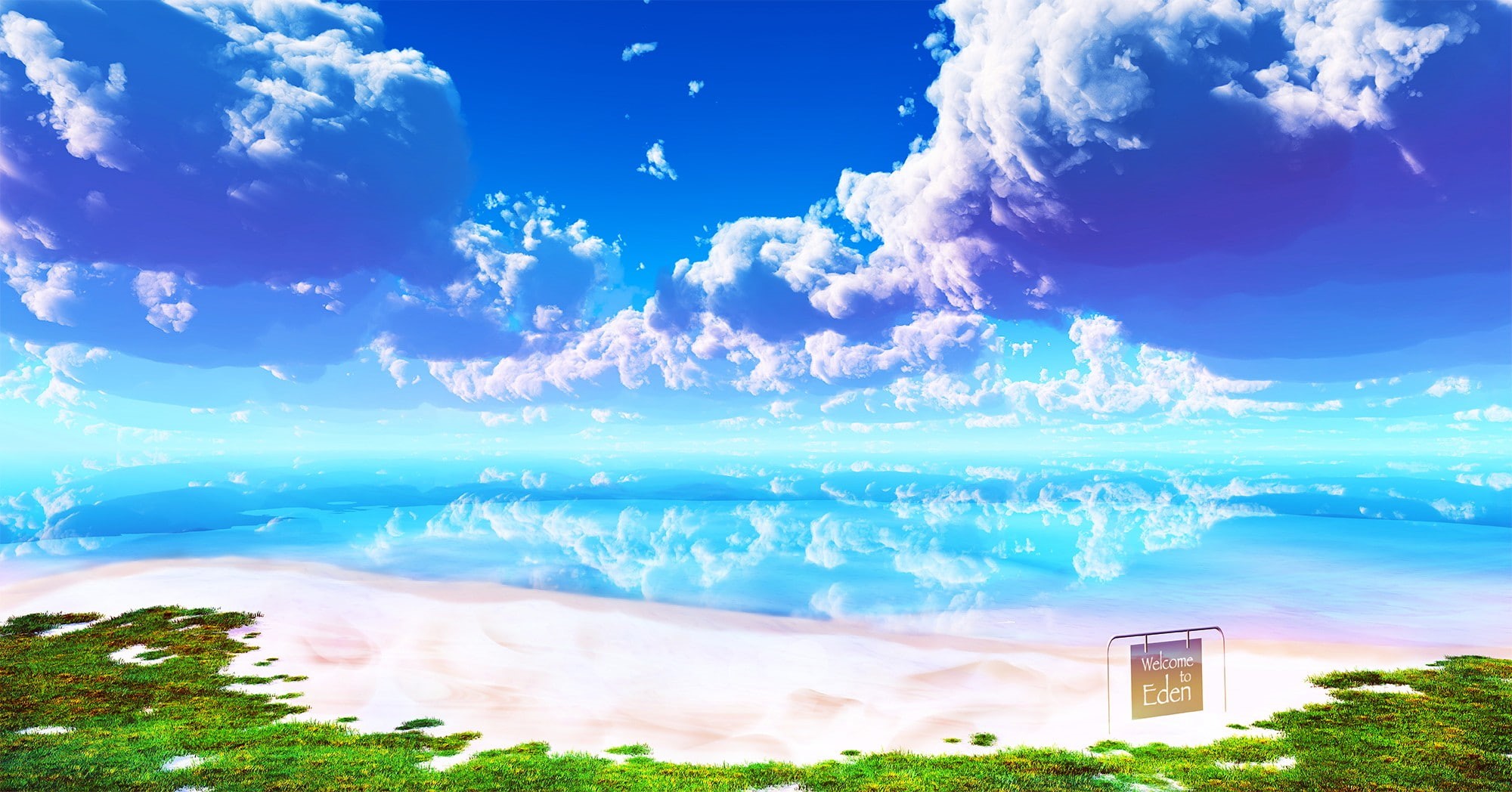 day, water, sea, sky, blue, no people, digital composite, beach, reflection, land, tranquil scene, beauty in nature, Eden, brightness, outdoors, scenics - nature, HD Wallpaper