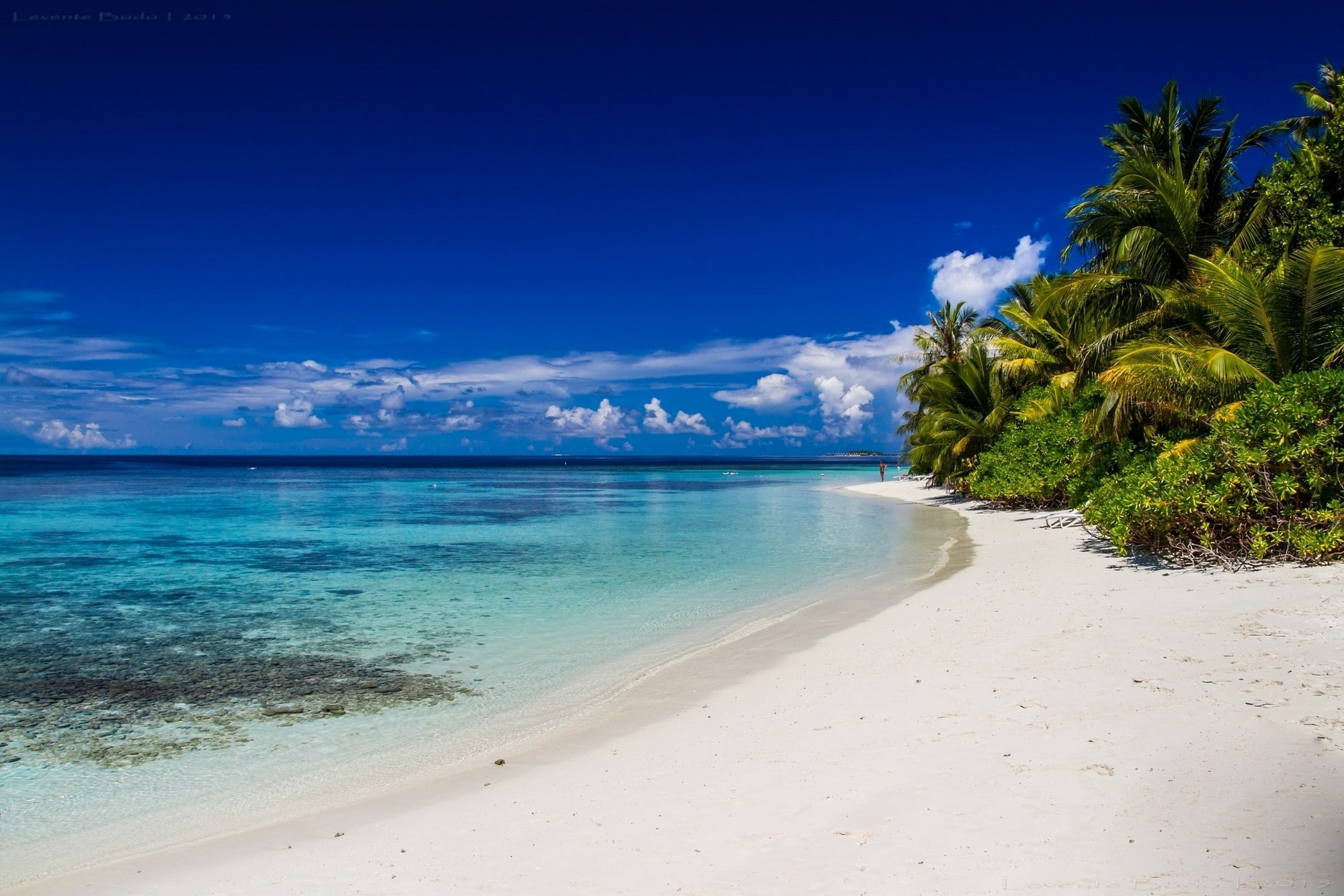 Eden, island, sea, white, landscape, nature, blue, sand, clouds, beach, tropical, 1080P, sky, HD Wallpaper