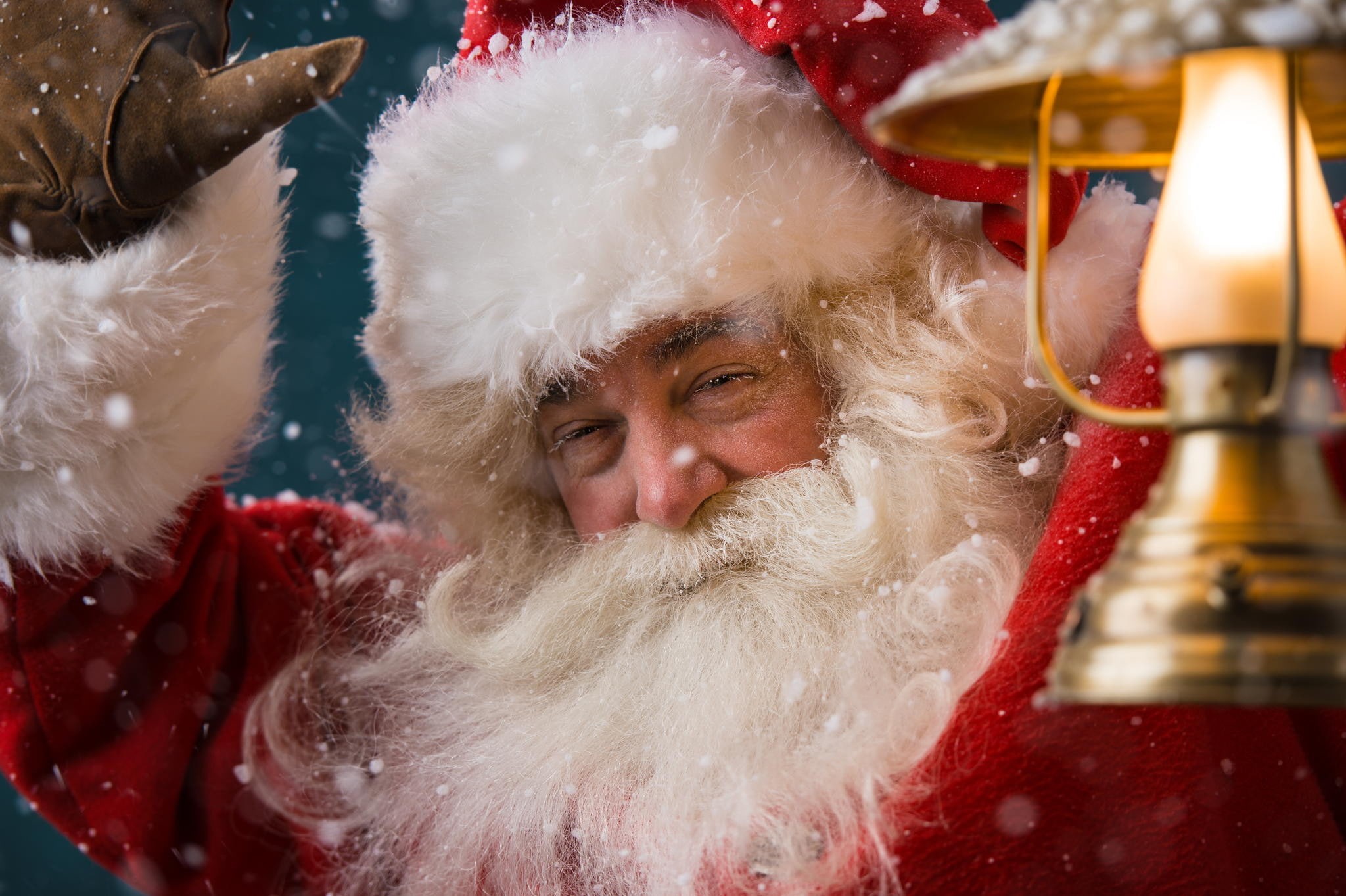 Santa Claus, Father Christmas, costume, with a holiday, claus, fur, lantern, 1080P, clause, New Year, Xmas, 2016, beard, santa, Christmas, Merry, HD Wallpaper