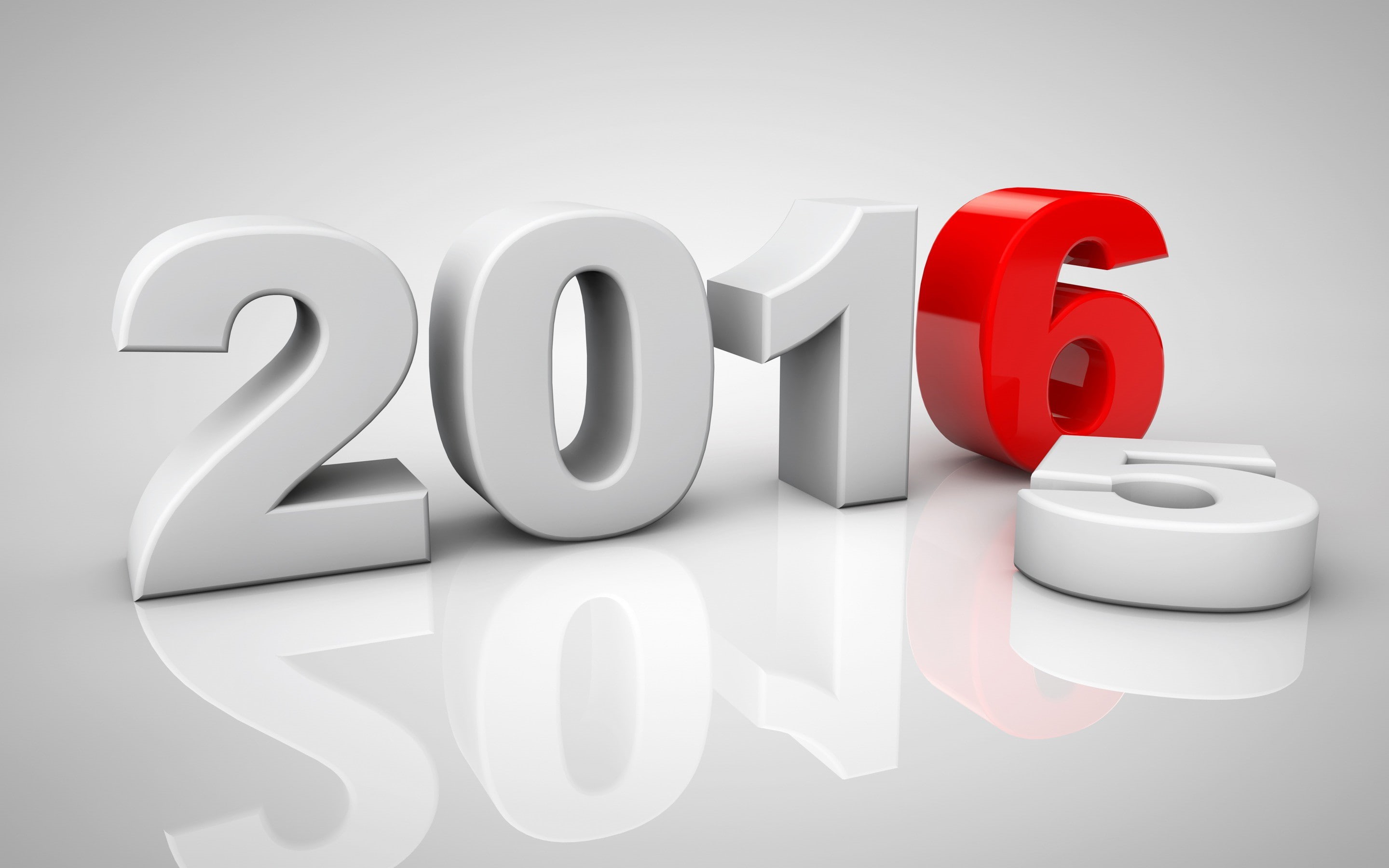 New Year, year, white, text, Happy, freestanding, 2016, 2K, new, figures, red, HD Wallpaper