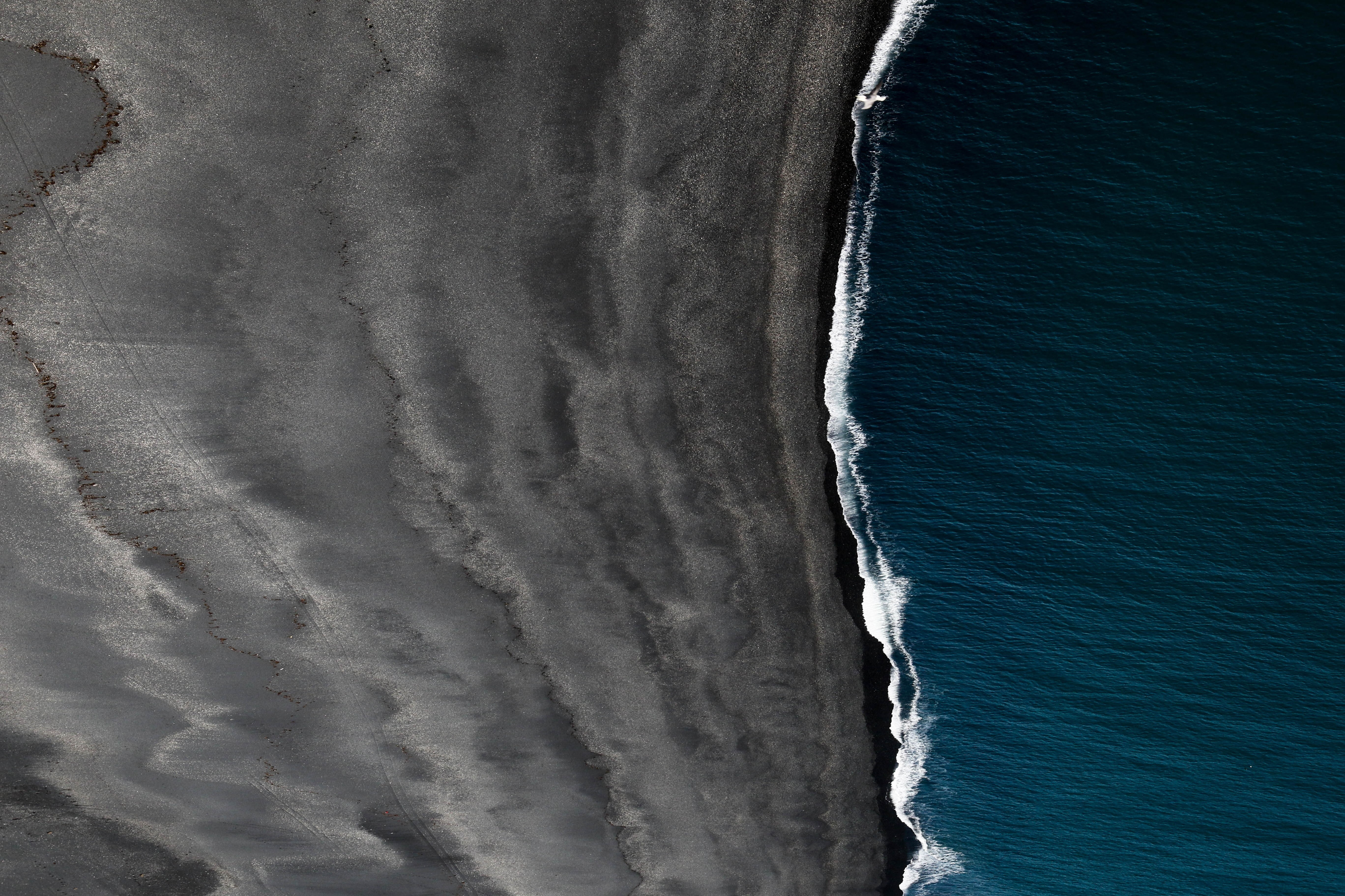tranquility, beach, scenics - nature, pattern, wave, water, nature, landscape, aquatic sport, birds eye view, high angle view, sport, motion, black sand, HD Wallpaper