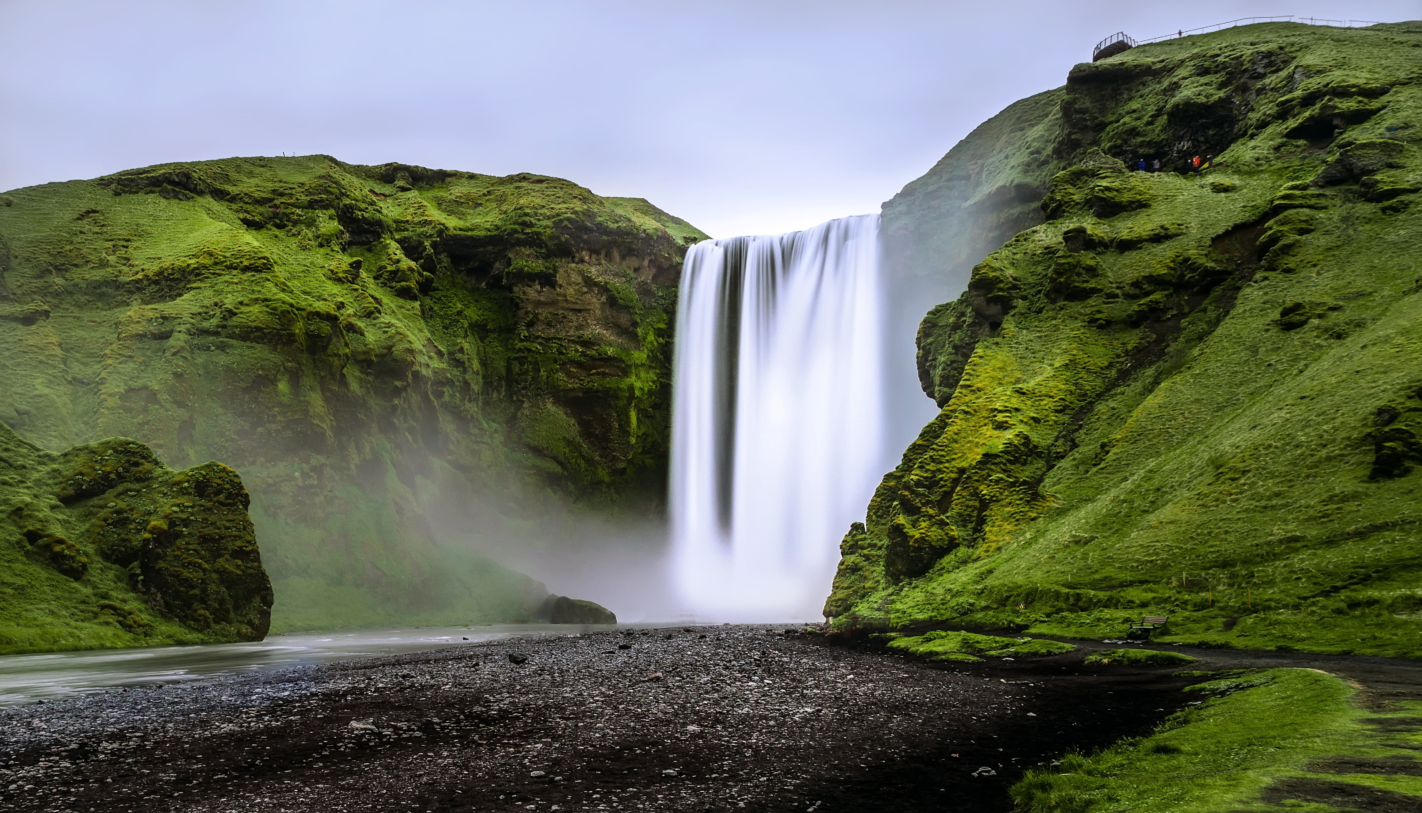 scenery, water, lenny, waterfalls, mountain, non-commercial, 4K, rock - Object, nature, landscape photography, wide  angle, colours, edit, nice, Iceland, HD Wallpaper