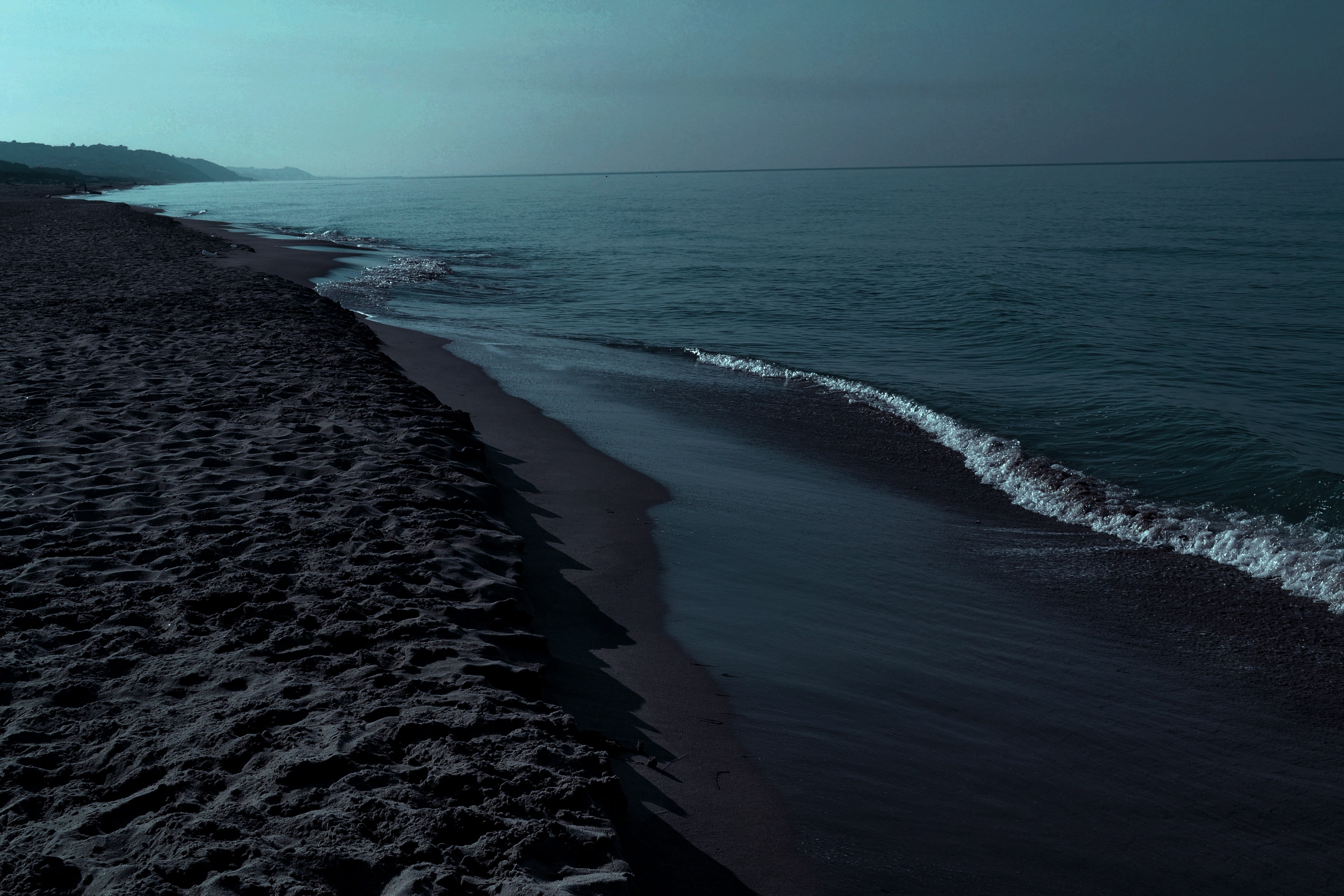 overcast, beach, sea, aquatic sport, scenics - nature, iceland, sky, land, black, water, outdoors, tranquil scene, horizon over water, waves, wave, motion, HD Wallpaper