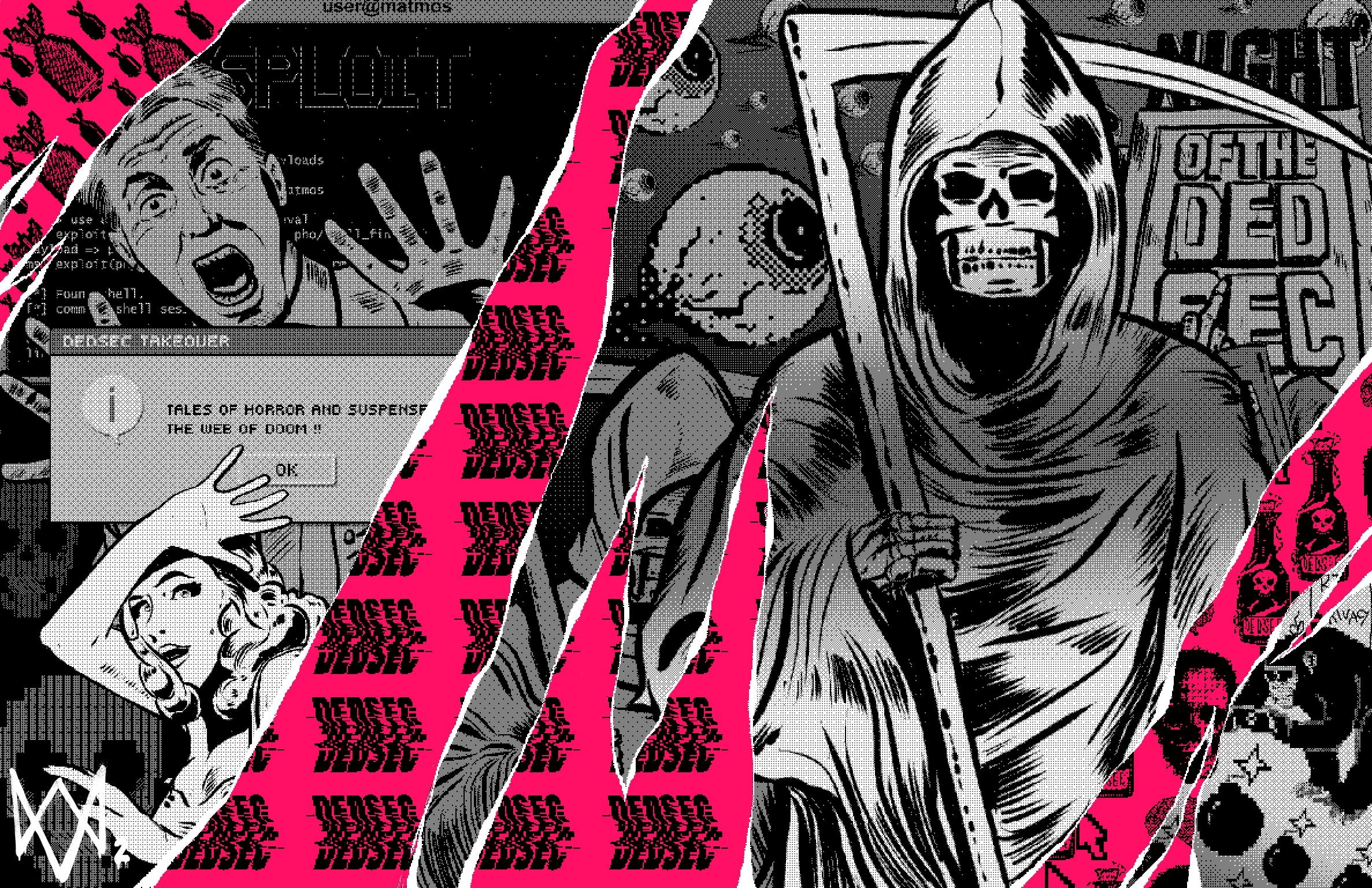 gamers, fear, comic, bone, human representation, grim, PC gaming, EA, art and craft, DEDSEC, skeleton, book, horror, close-up, reaper, Watch_Dogs, communication, HD Wallpaper