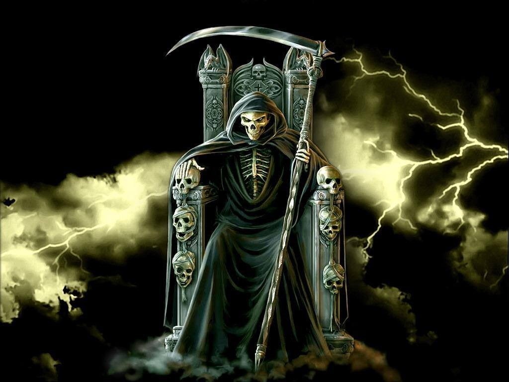 cloud - sky, Halloween, death, male likeness, outdoors, Grim Reaper, art and craft, celebration, night, sky, black background, fantasy art, power in nature, HD Wallpaper
