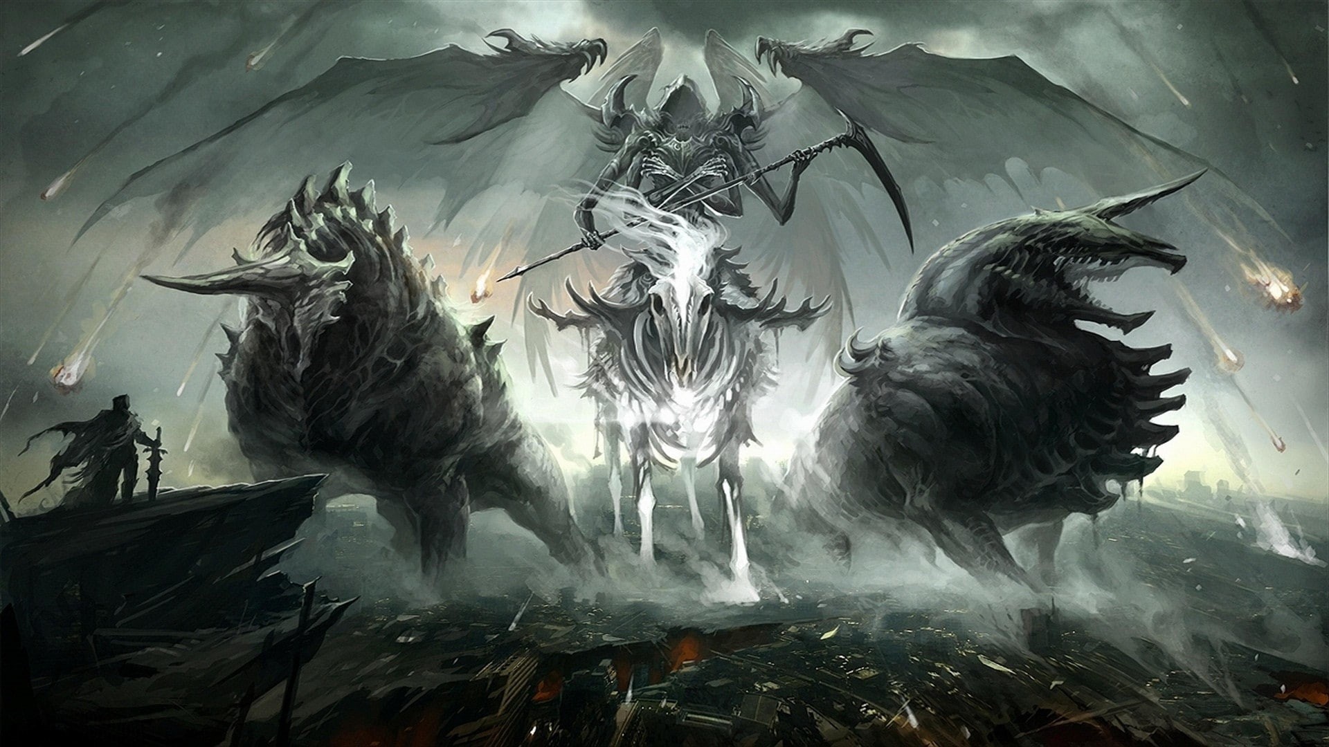 death, 1080P, apocalyptic, Grim Reaper, Four Horsemen of the Apocalypse, digital art, fantasy art, HD Wallpaper