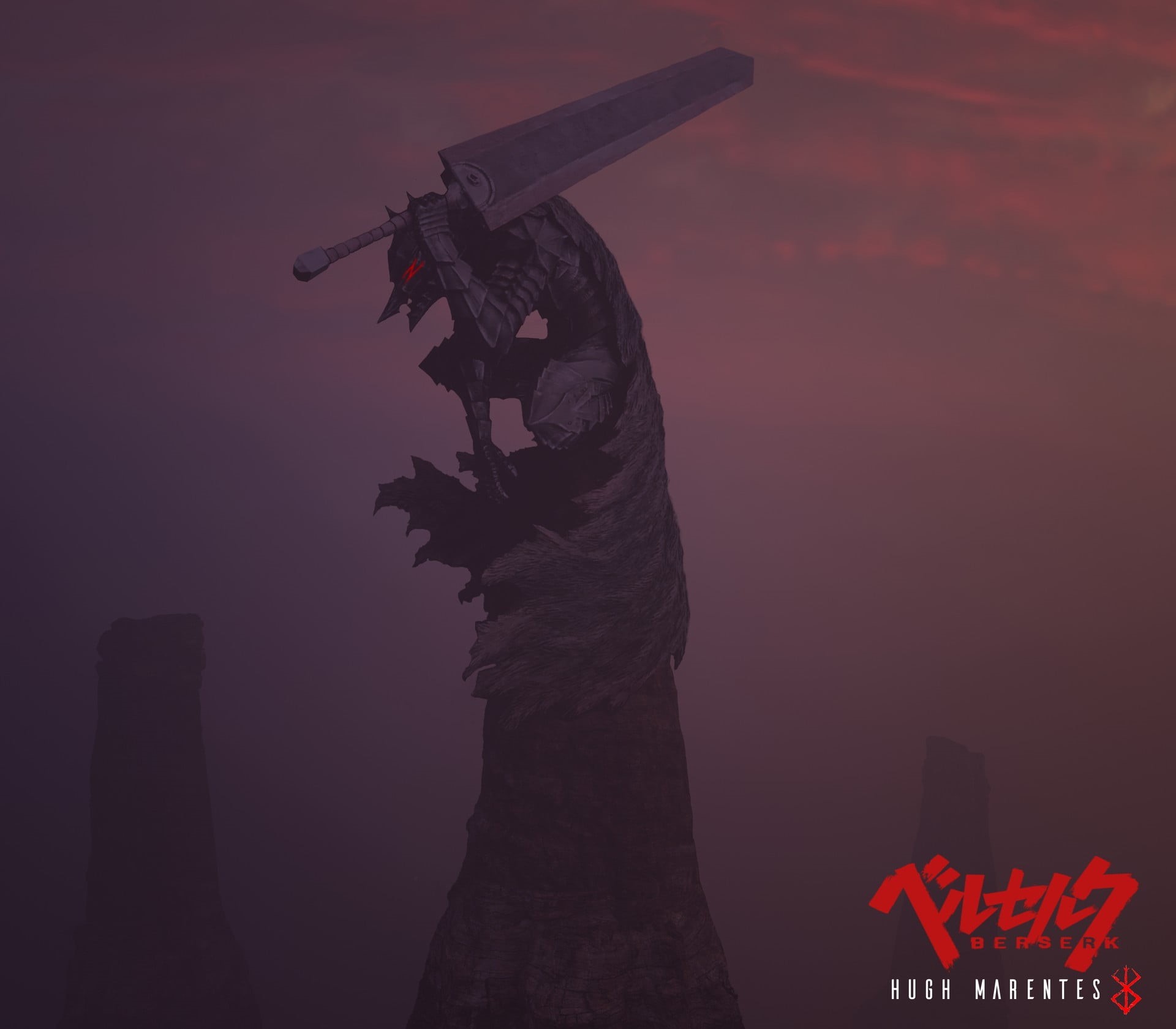Guts, fantasy armor, fantasy weapon, Black Swordsman, Berserk, 1080P, HD Wallpaper