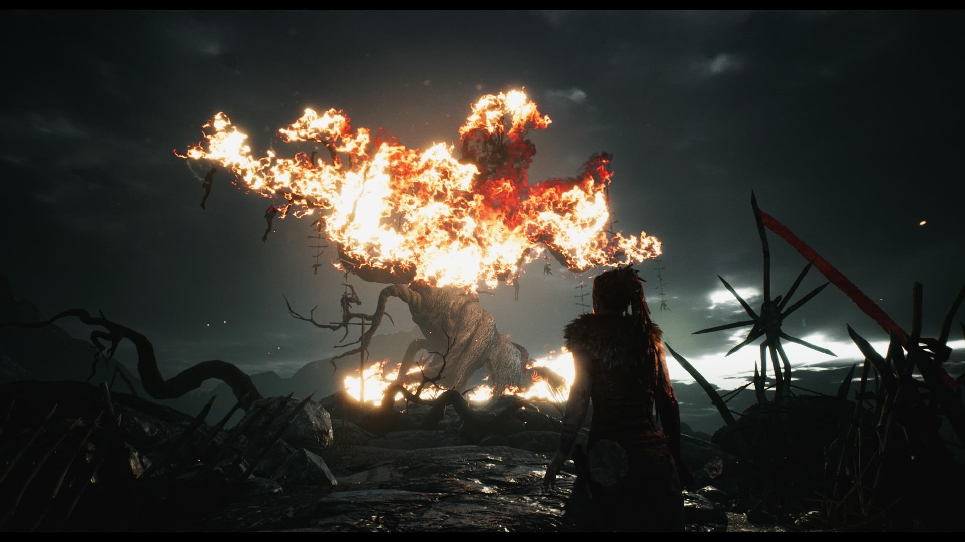 burning, destruction, Hellblade: Senuas Sacrifice, nature, white, bonfire, Hellblade, firework, night, transfer print, video games, Senua, no people, abstract, HD Wallpaper