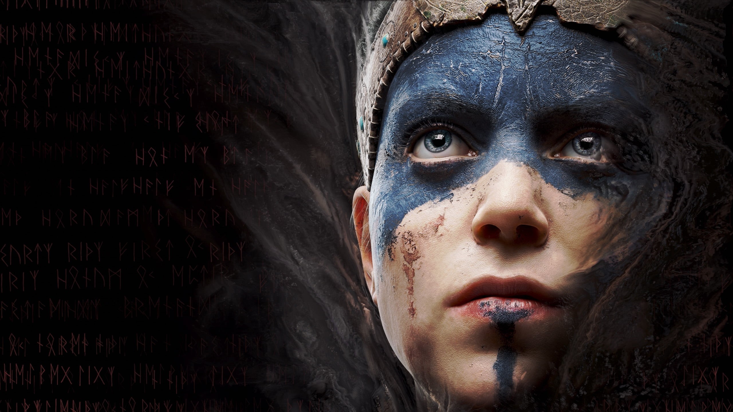 fear, celebration, emotion, Senua, black color, black, spooky, 2K, portrait, make-up, women, shirt, Hellblade: Senuas Sacrifice, dark, contemplation, adult, HD Wallpaper