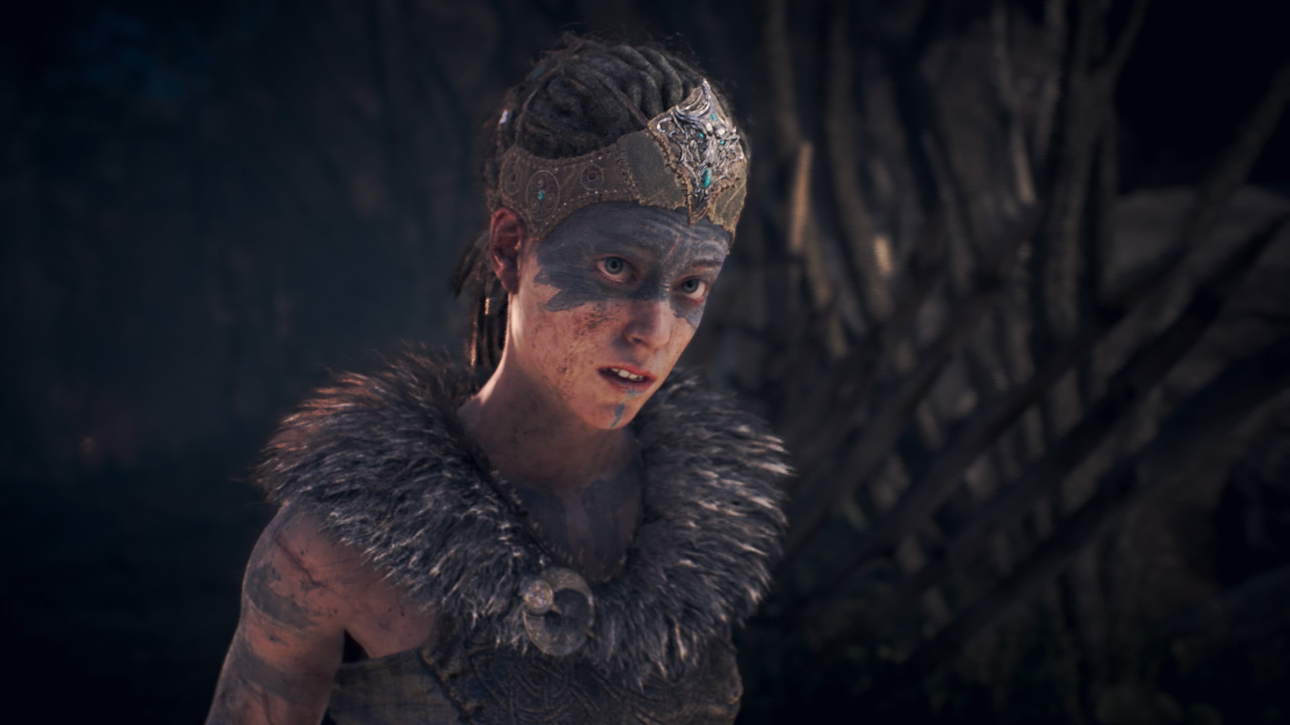 clothing, portrait, men, adult, night, nature, front view, black background, waist up, looking at camera, real people, lifestyles, young adult, tree, Hellblade: Senuas Sacrifice, HD Wallpaper