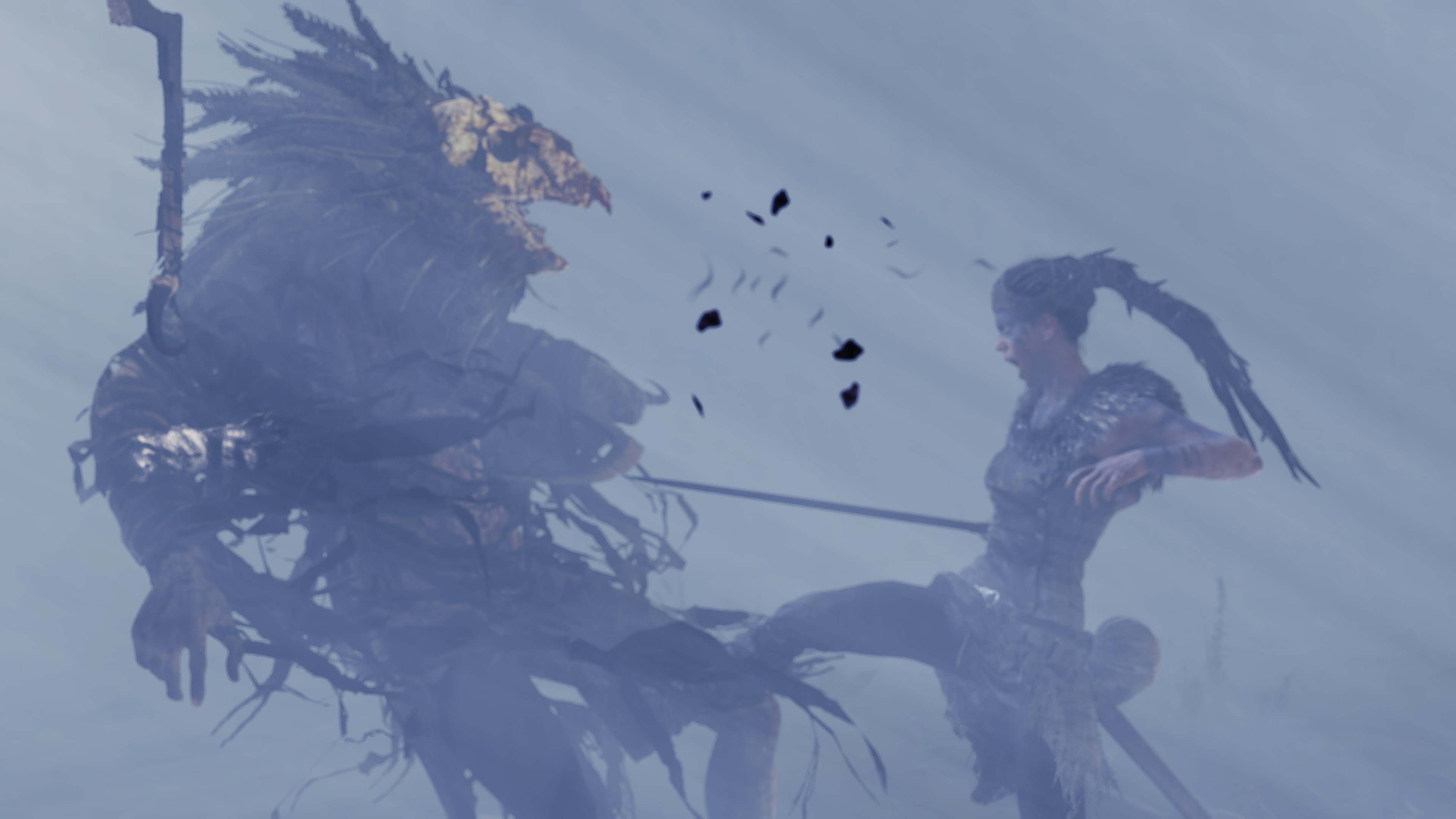 4K, Nvidia Ansel, vertebrate, lifestyles, bird, sky, one person, animals in the wild, outdoors, winter, women, Senua, nature, plant, Hellblade: Senuas Sacrifice, HD Wallpaper