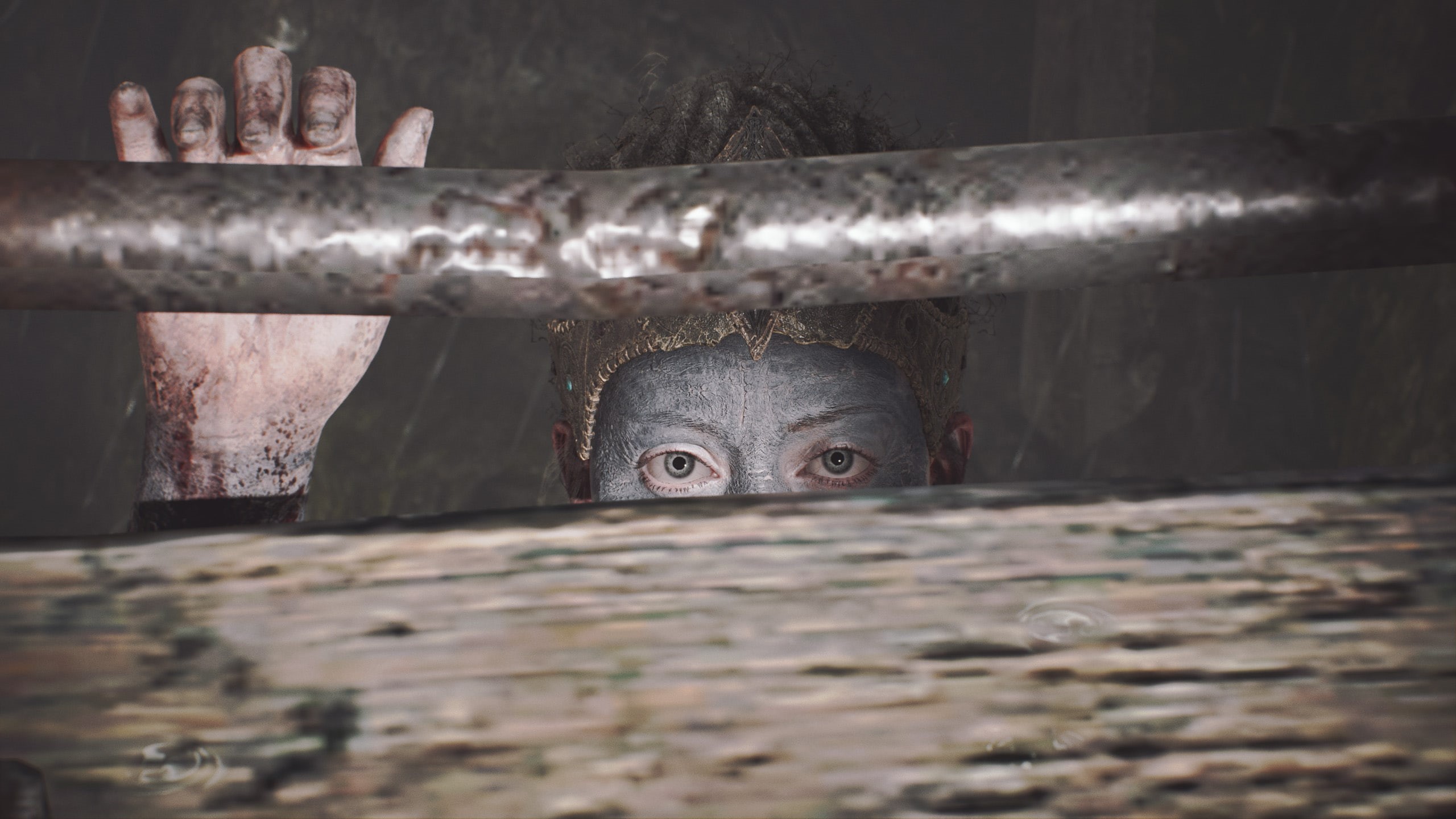 Hellblade: Senuas Sacrifice, nature, portrait, wall - building feature, Senua, selective focus, body part, day, indoors, built structure, railing, transportation, HD Wallpaper