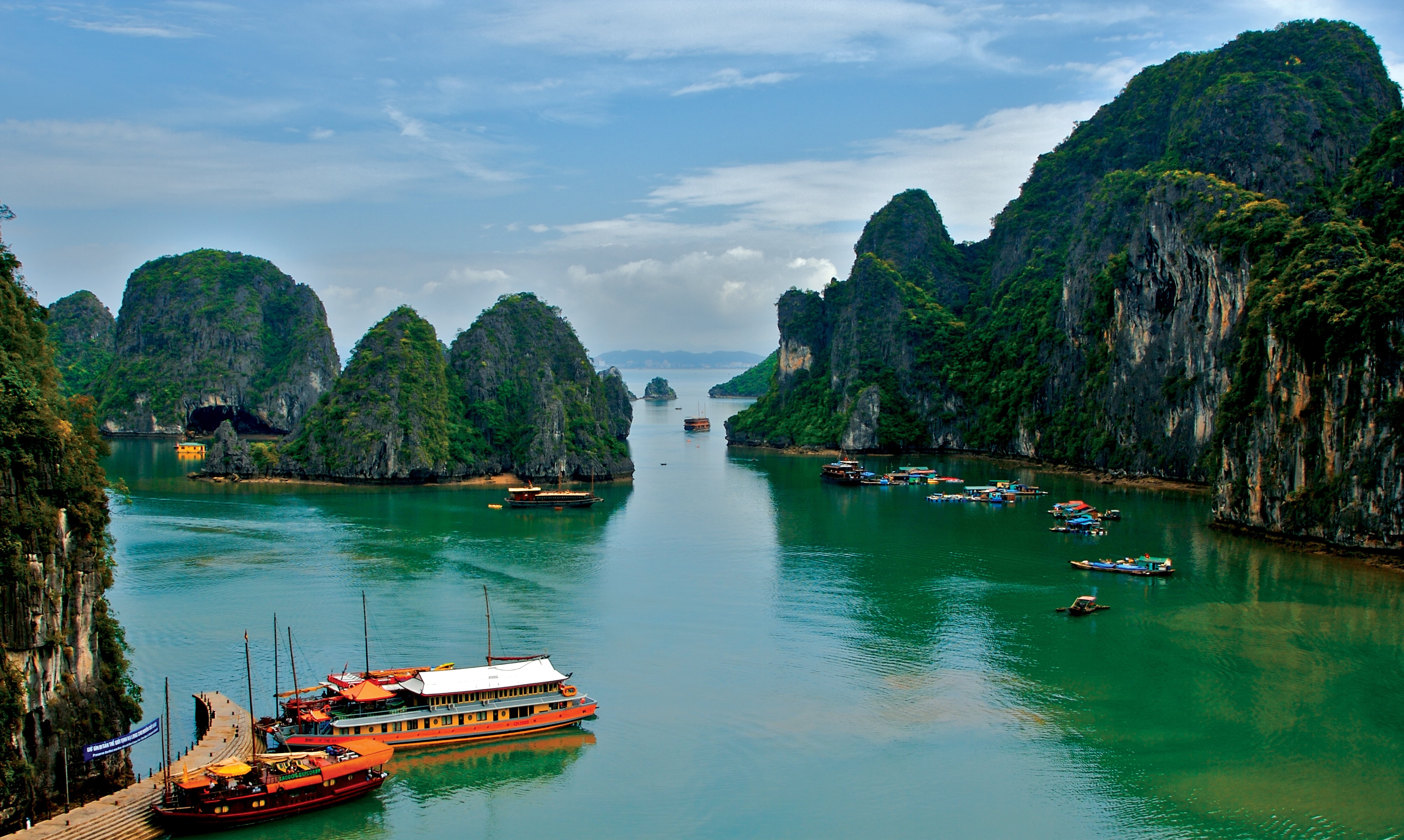 karst Formation, no people, tranquil Scene, vietnam, indochina, rock - Object, water, sea, island, coastline, scenics - nature, forest, sky, mode of transportation, HD Wallpaper