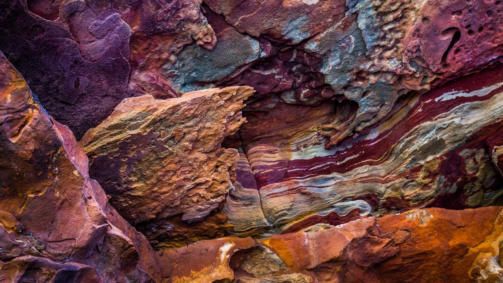 geology, multi colored, sandstone, rock formation, painting, rough, backgrounds, natural pattern, national park, close-up, rock, nature, no people, full frame, HD Wallpaper