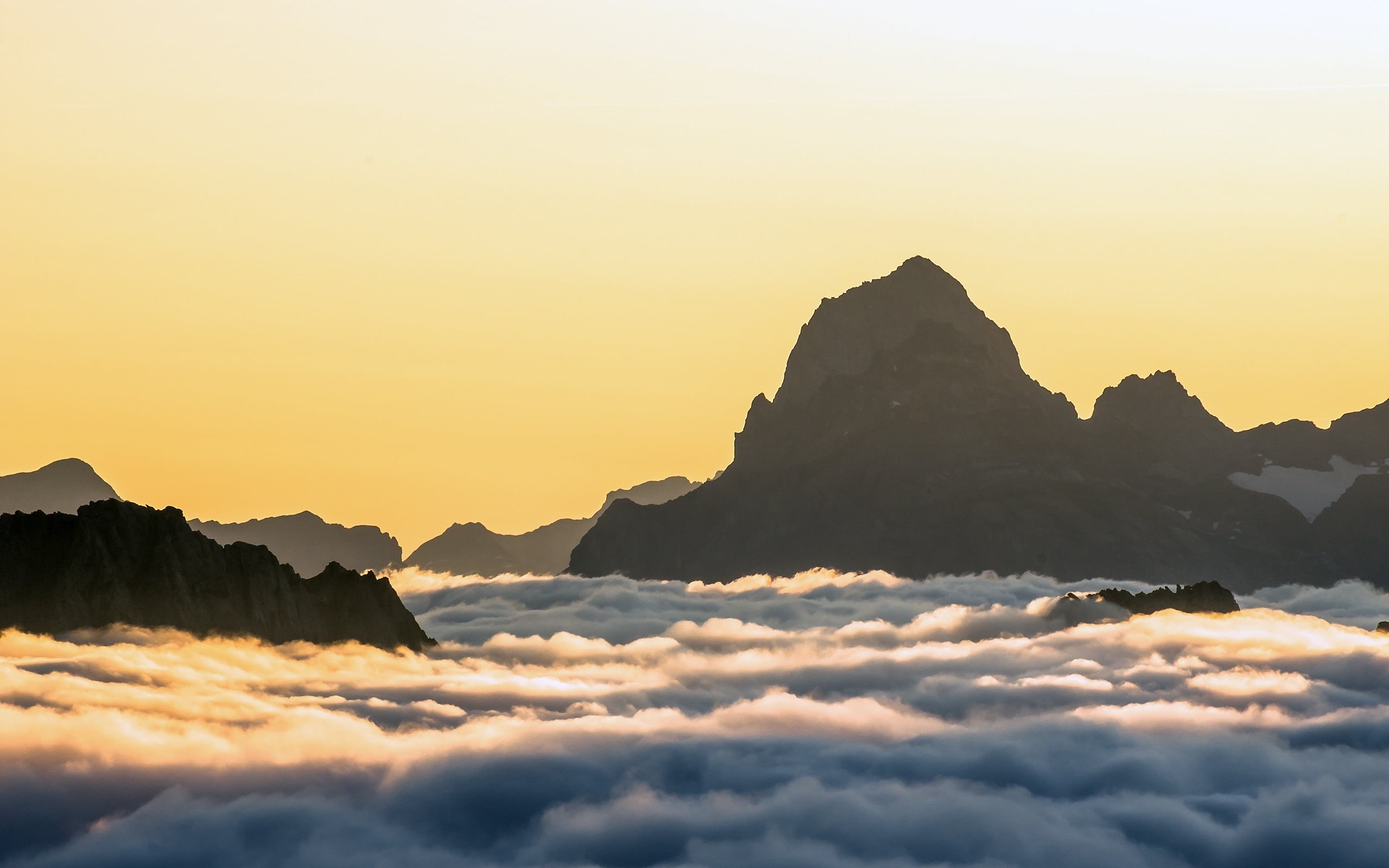 scenics, vacations, famous Place, idyllic, silhouette, 2K, forest, majestic, mountain Range, mountains, sunlight, sun, sea, adventure, asia, guilin, tranquil scene, HD Wallpaper
