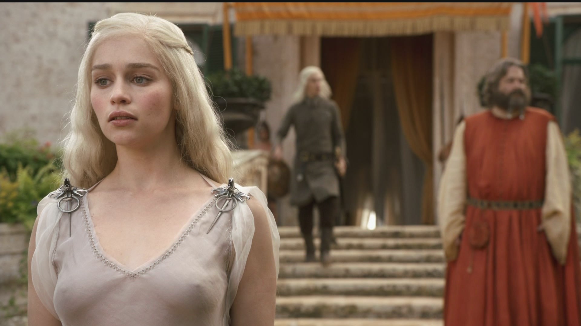 emilia, actress, hbo, song, ice, daenerys, women, fire, dress, 1080P, targaryen, transparent, clarke, thrones, game, HD Wallpaper
