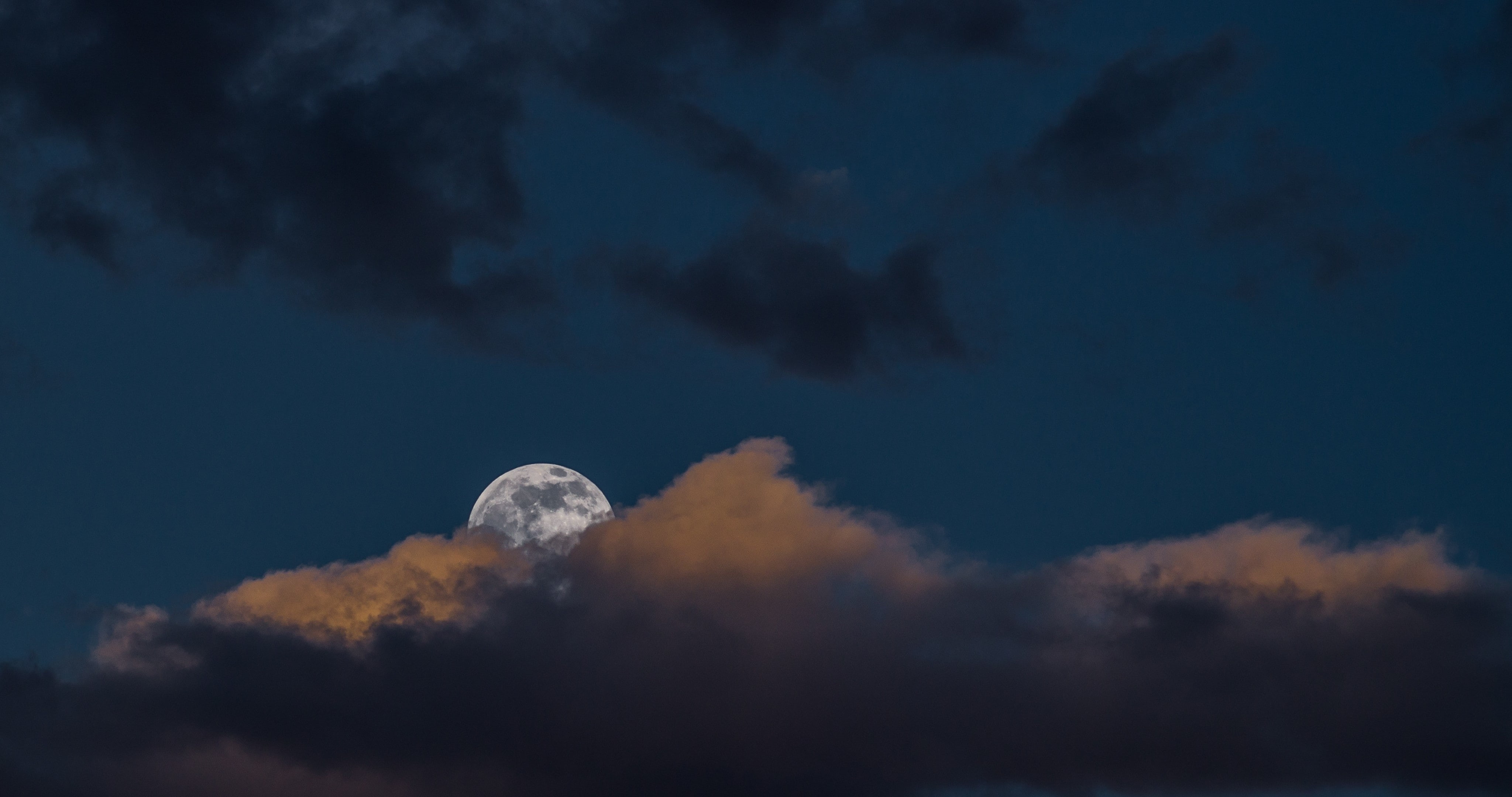 clouds, skyscape, sky, Moon, 4K, HD Wallpaper