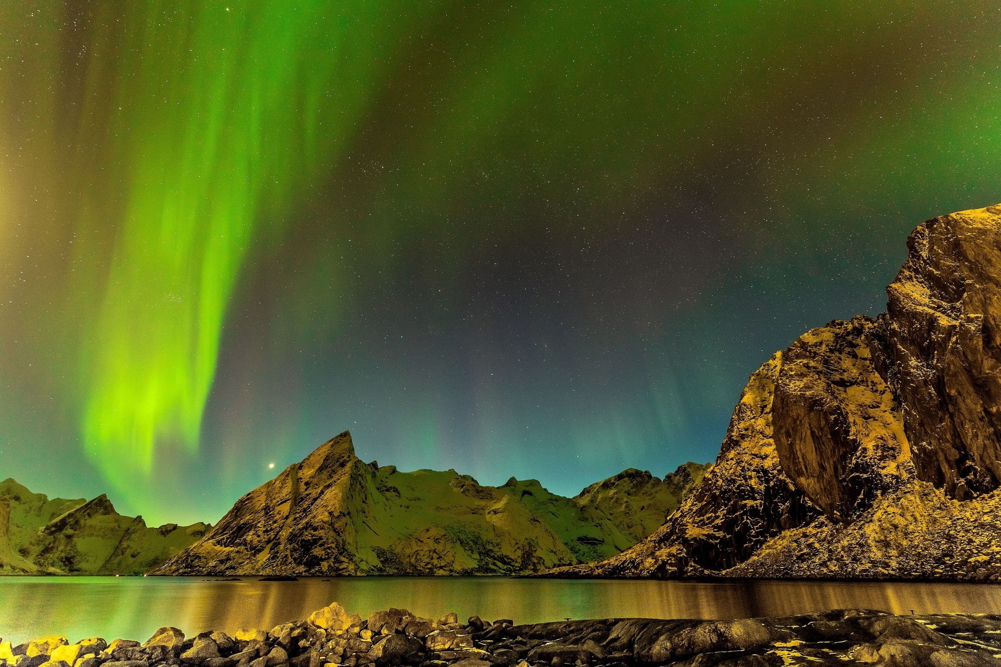 sky, aurorae, 1080P, skyscape, nordic landscapes, landscape, mountains, HD Wallpaper